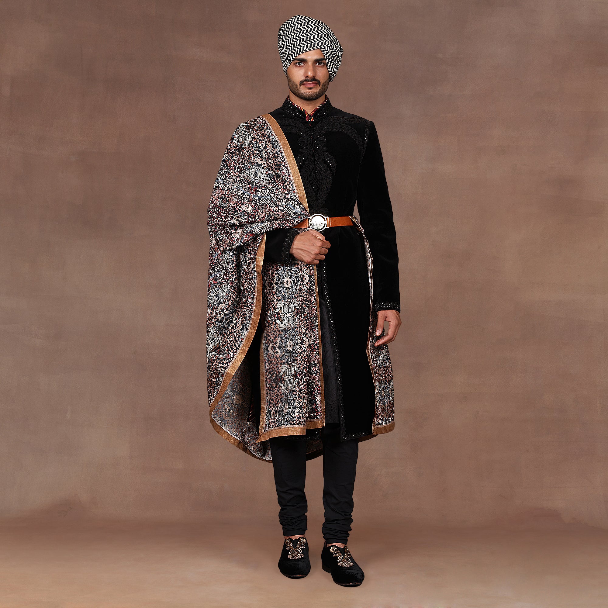 Blue - Multi Hued Embroidered Stole | EAST