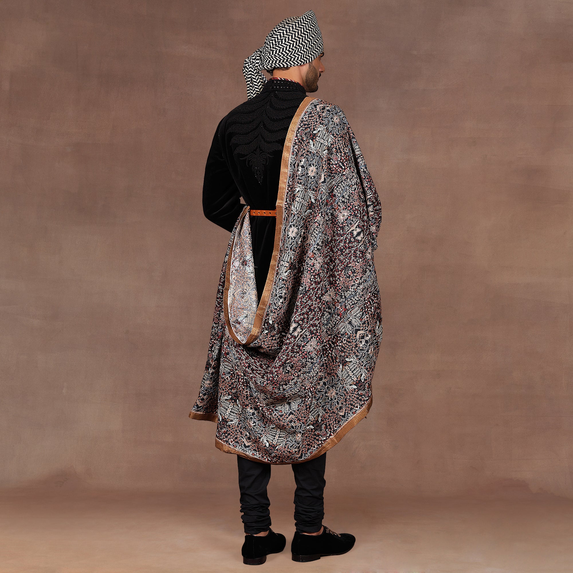 Blue - Multi Hued Embroidered Stole | EAST