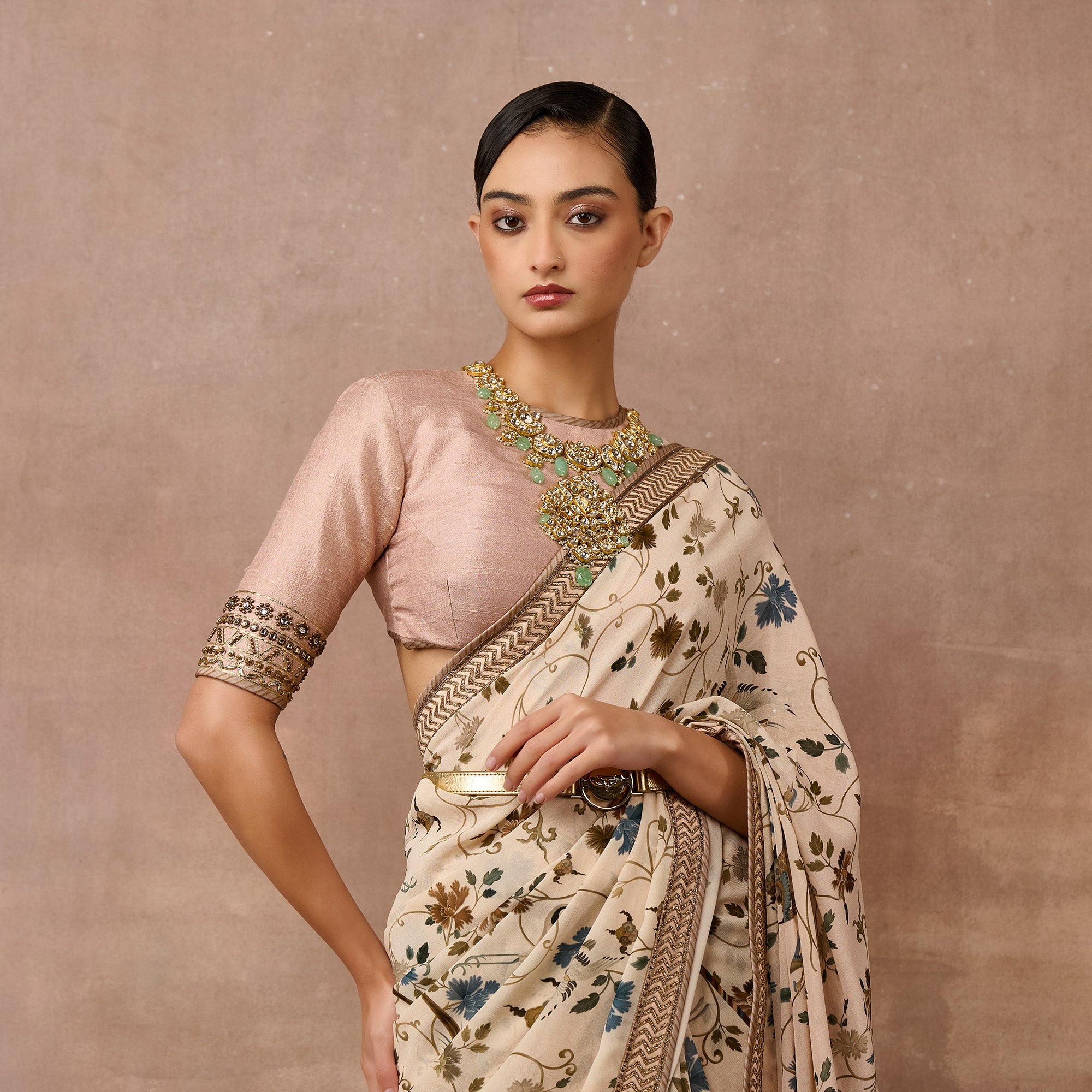 Blush Pink - Ivory Saree Set | EAST