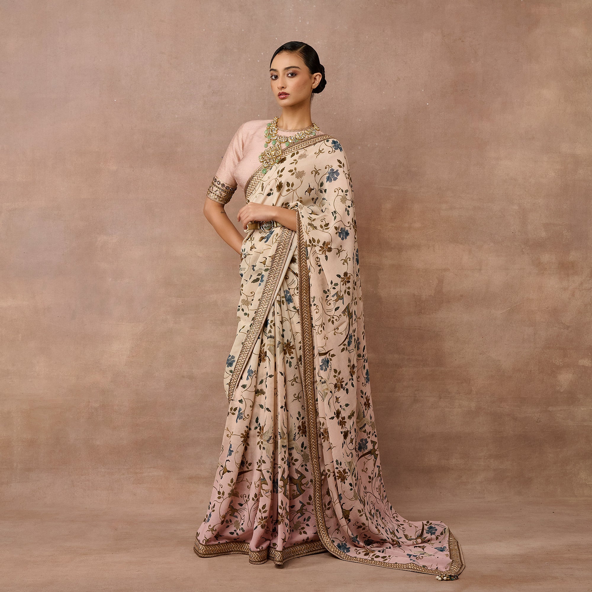Blush Pink - Ivory Saree Set | EAST