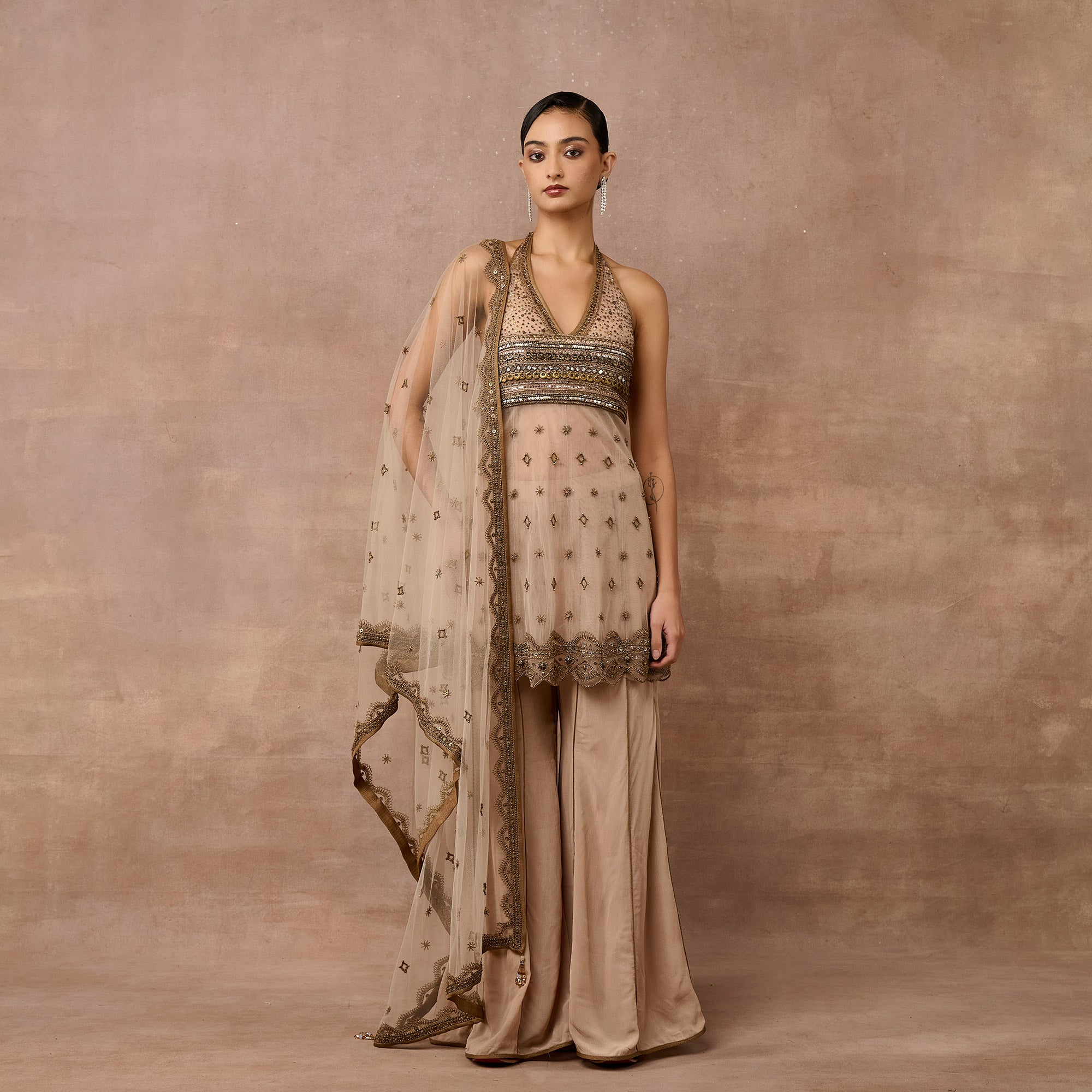 Blush Pink Ombre Sharara Set | EAST