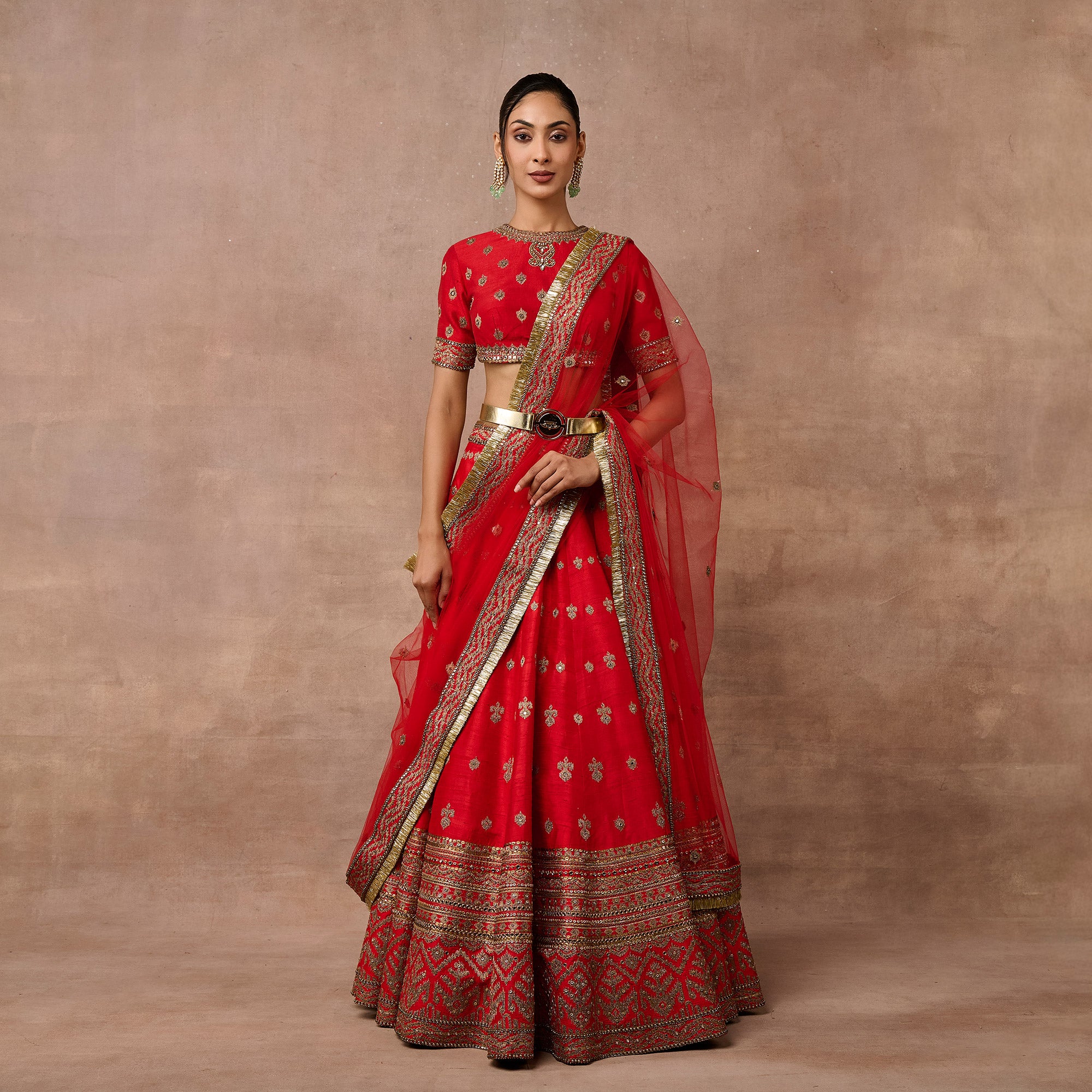 Bright Red Lehenga Set | EAST