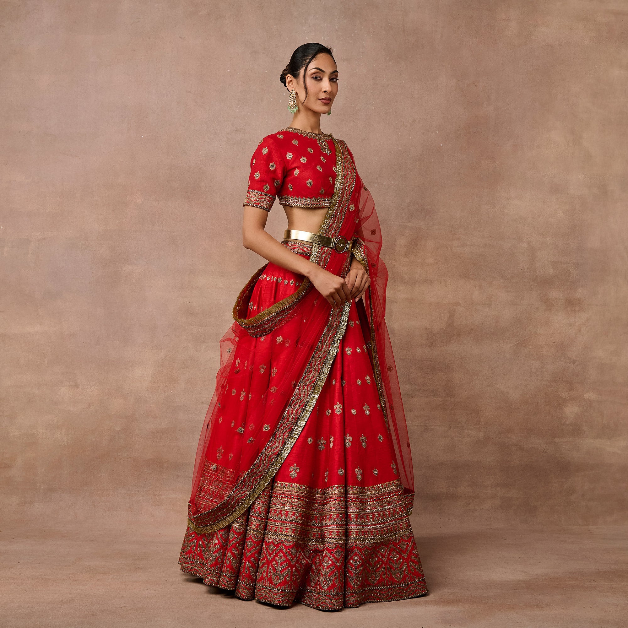 Bright Red Lehenga Set | EAST