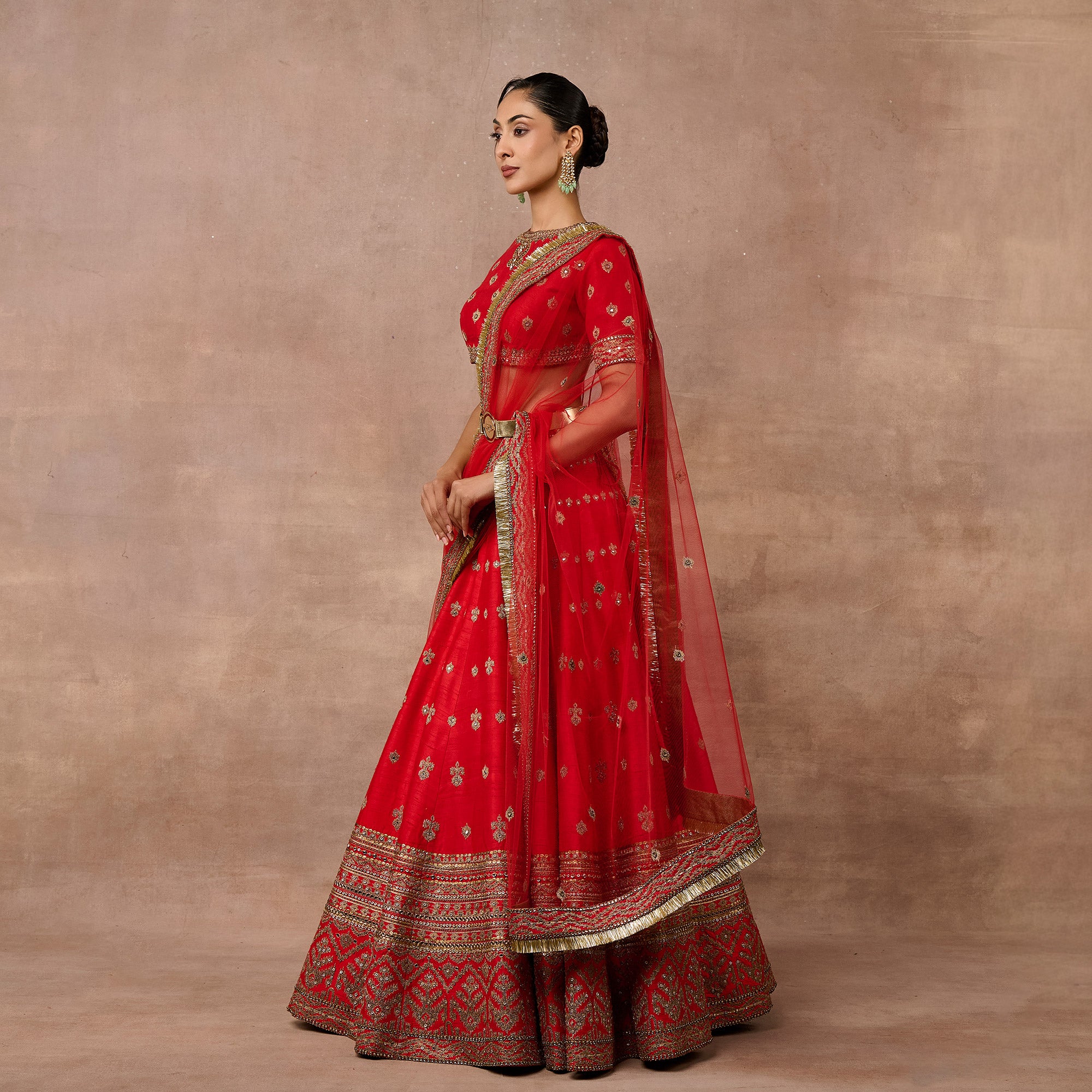 Bright Red Lehenga Set | EAST