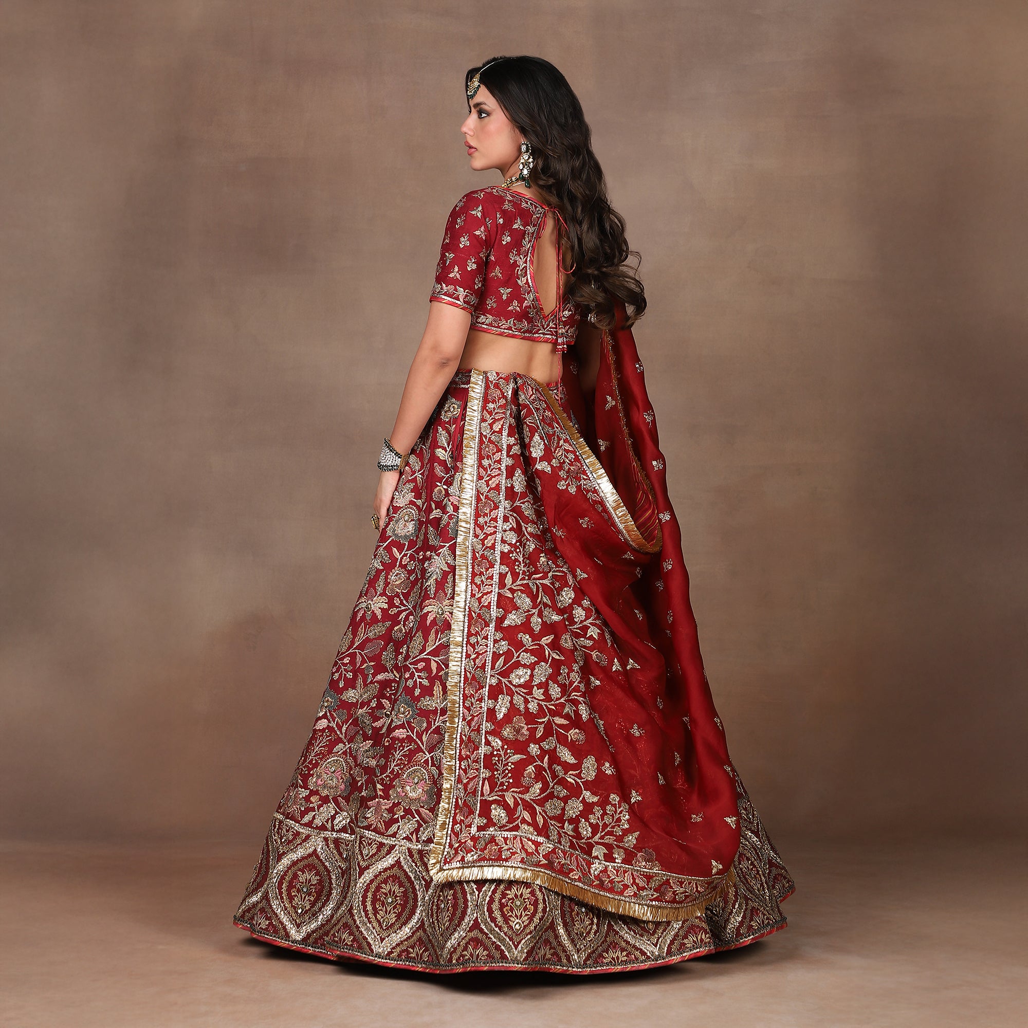 Burgundy Ombre Lehenga Set | MURAQQA