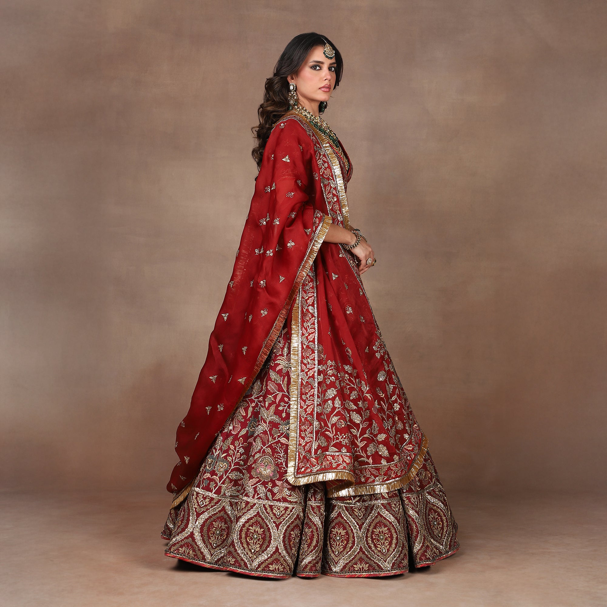 Burgundy Ombre Lehenga Set | MURAQQA
