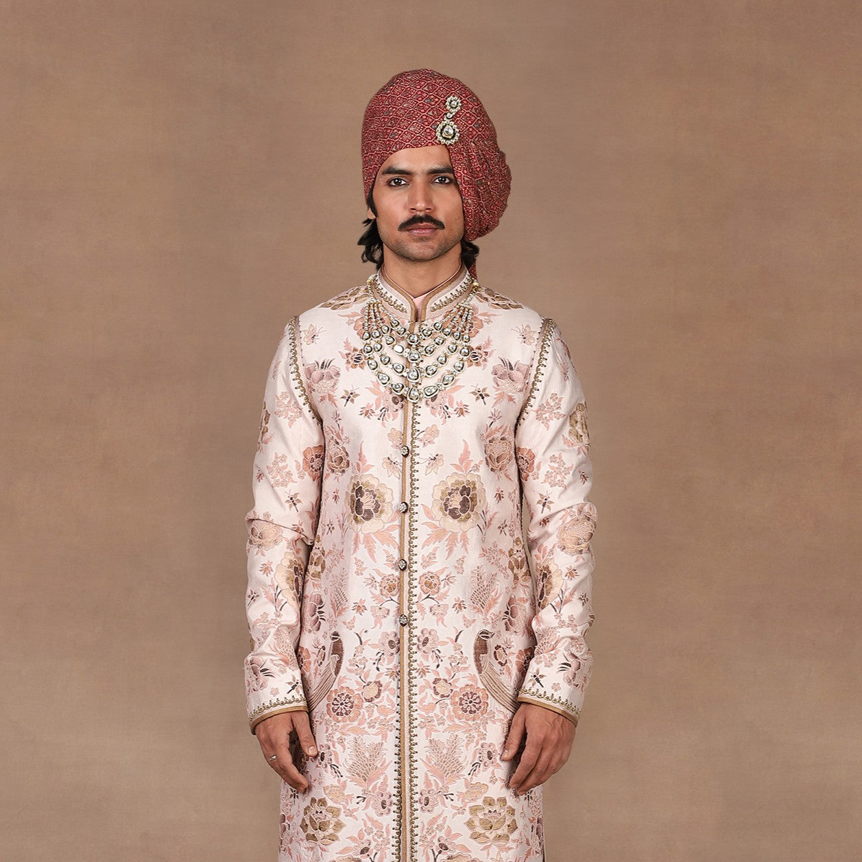 Burgundy Printed Safa | MURAQQA