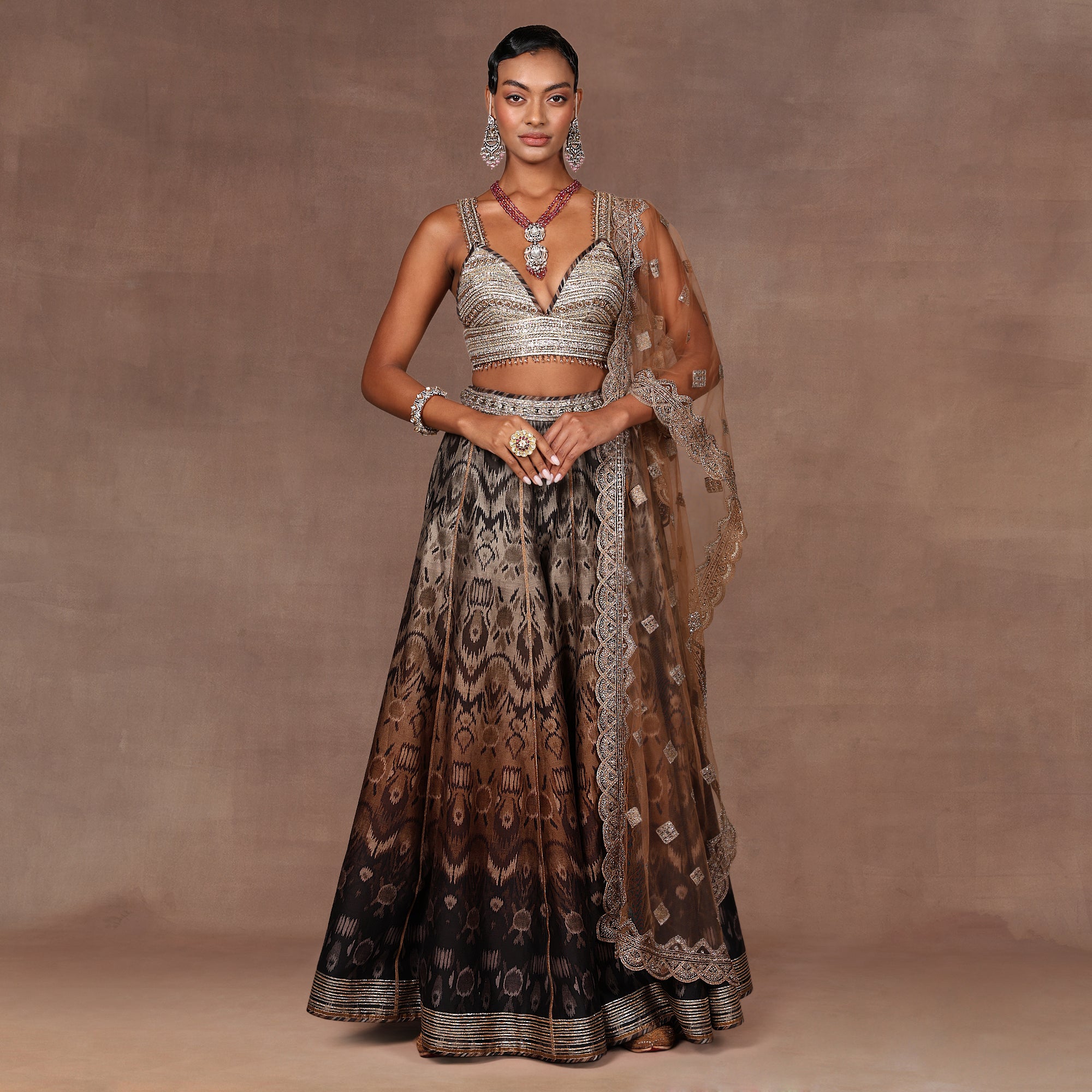 Chocolate Brown Ombre Sharara Set | EAST