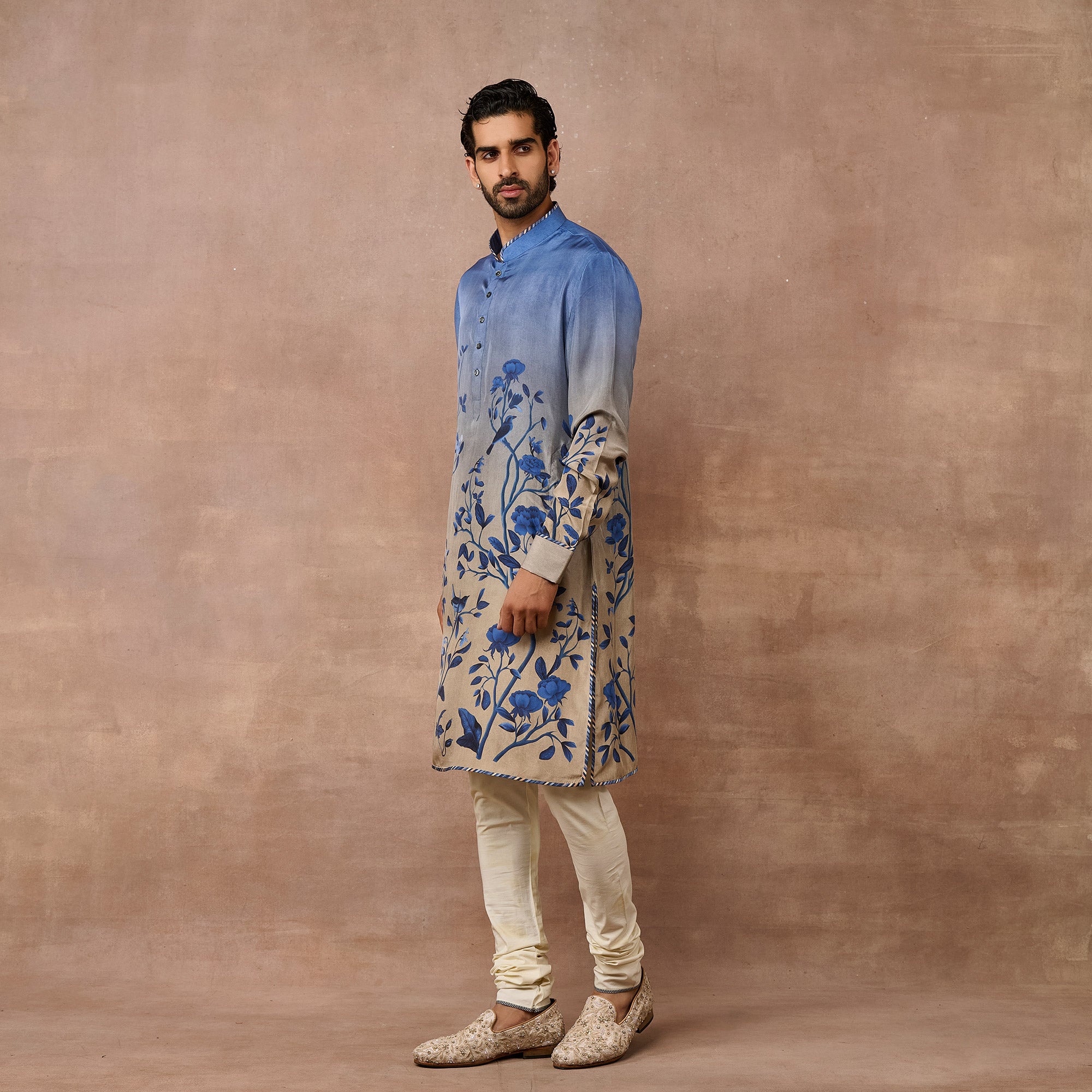 Cobalt Blue - Grey Ombre Kurta Set | EAST