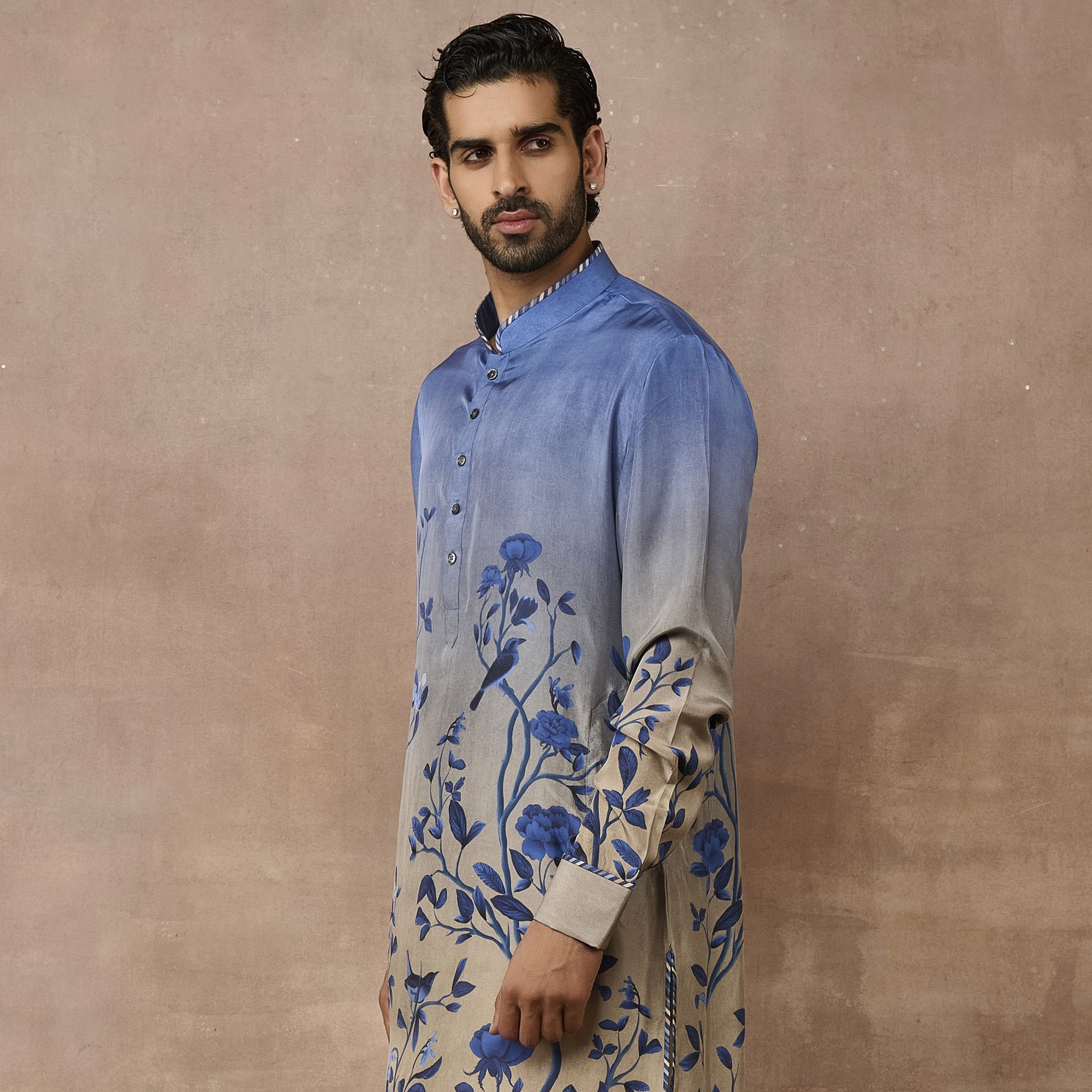 Cobalt Blue - Grey Ombre Kurta Set | EAST