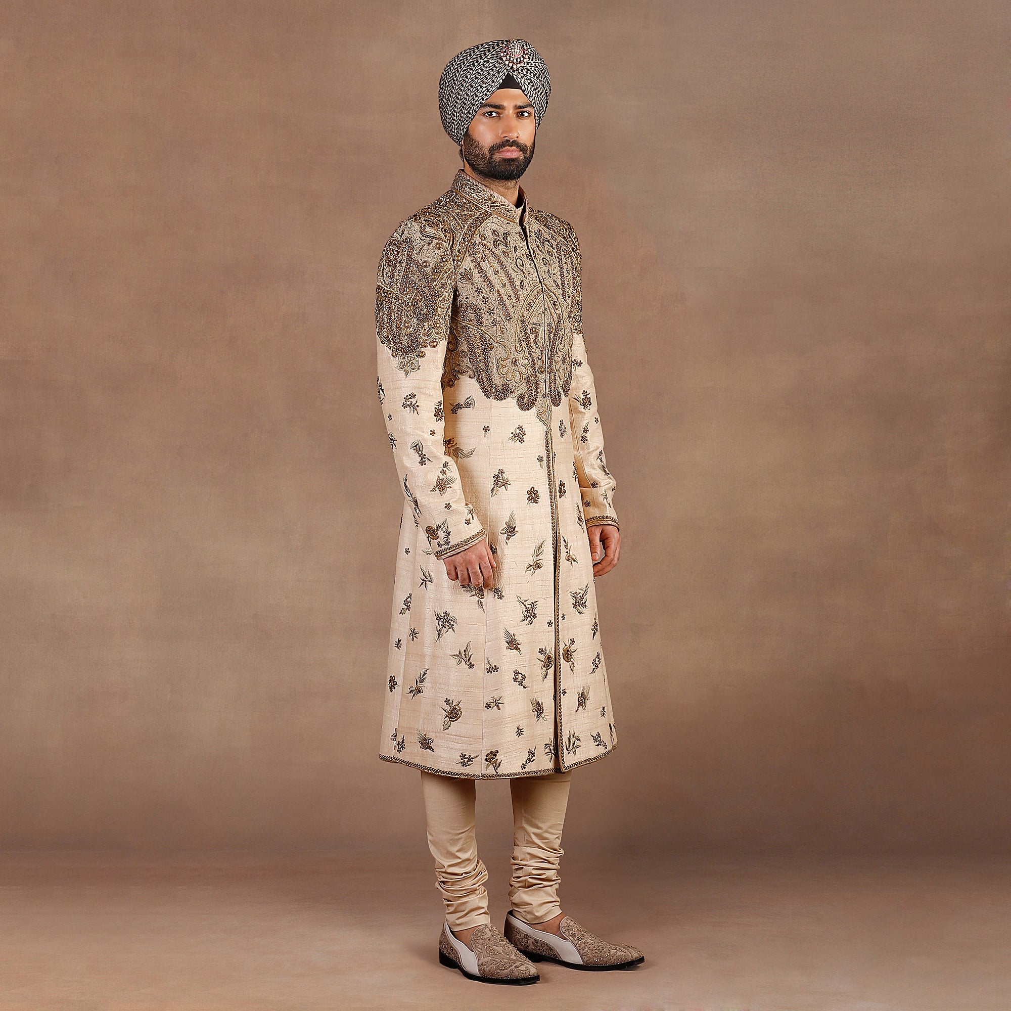 Crème Ivory - Gold Sherwani Set | EAST