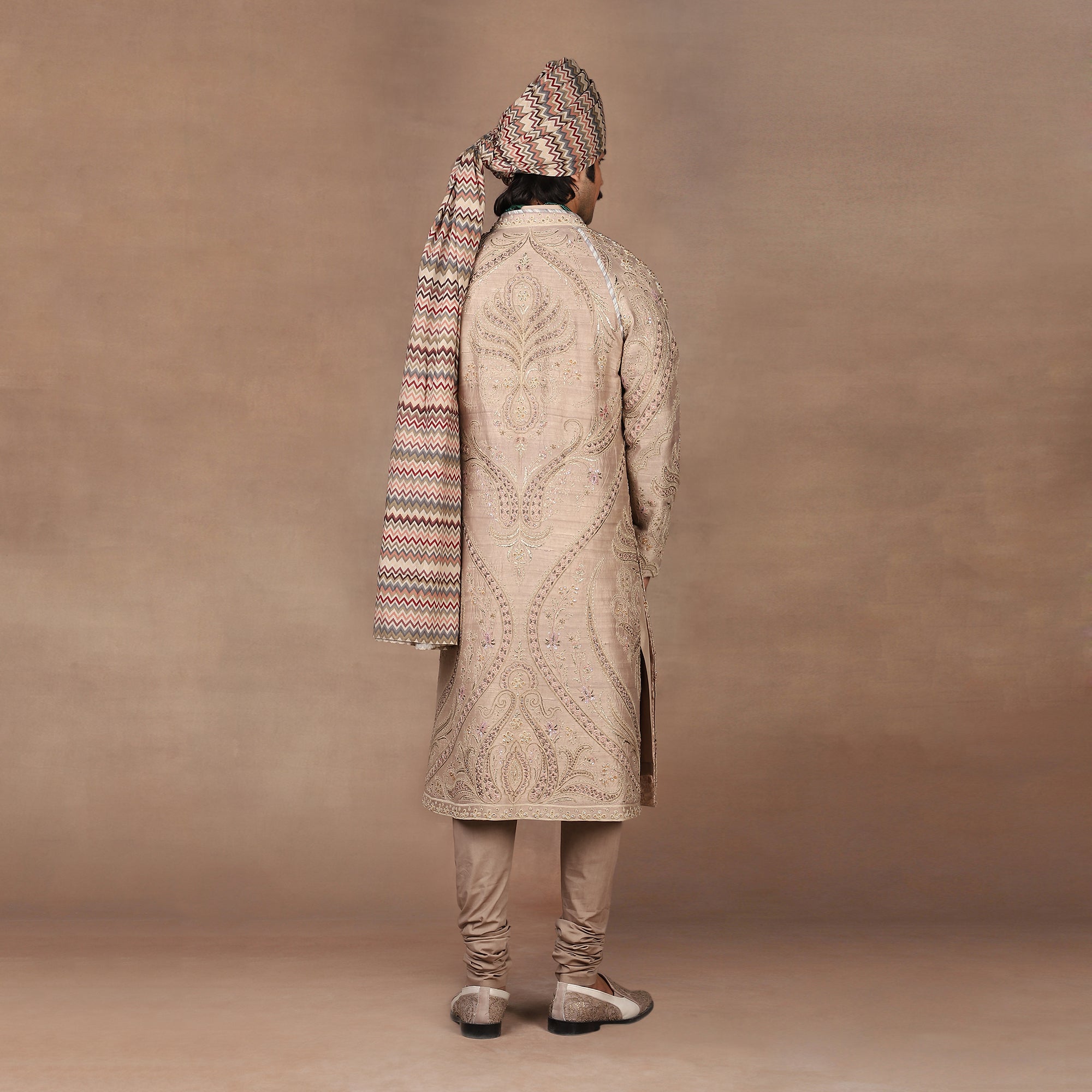 Crème Ivory -  Multi Hued Printed Safa | MURAQQA