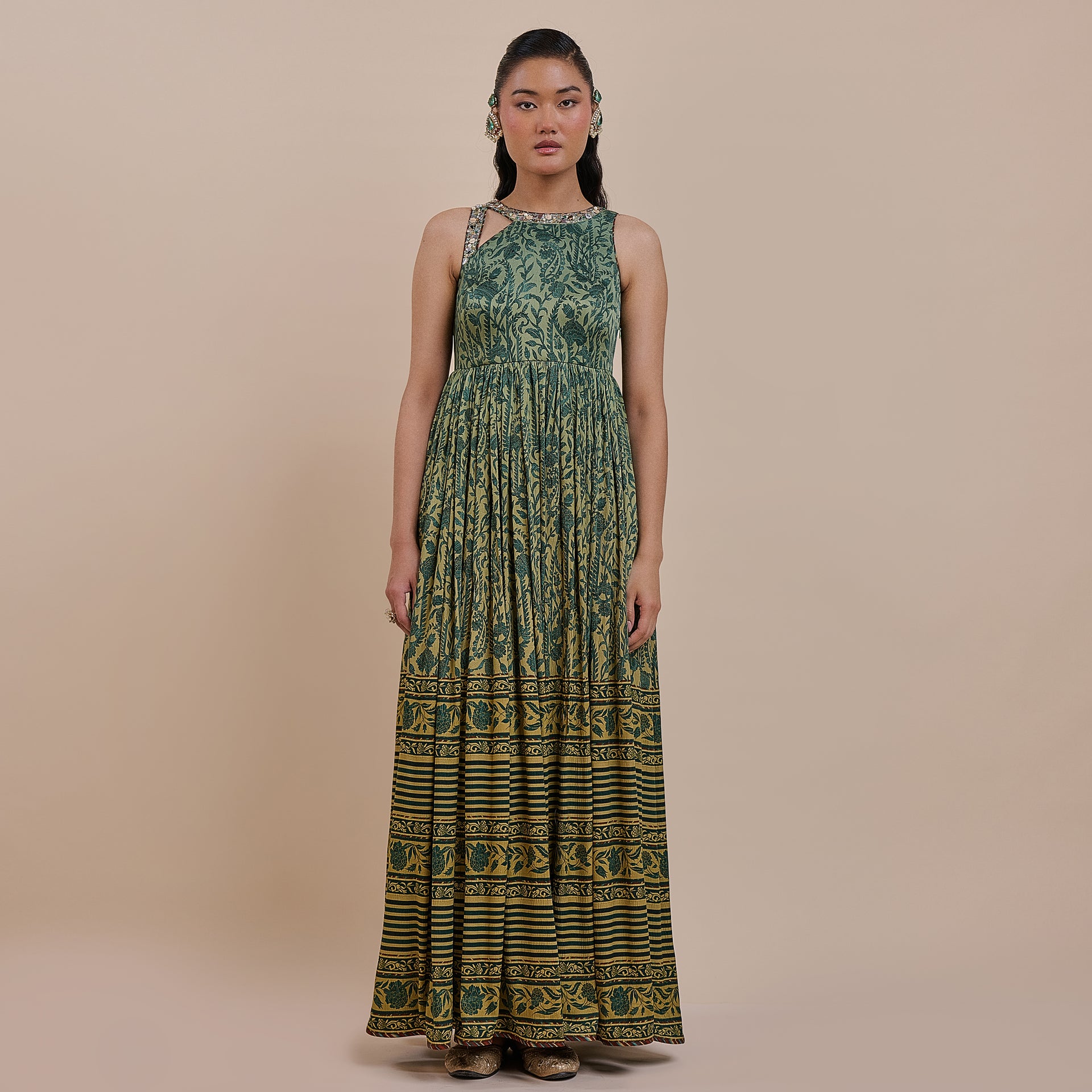 slim fit dress slacks Stolen Love Strapless Maxi Dress Blue / Green Ombre main image 1