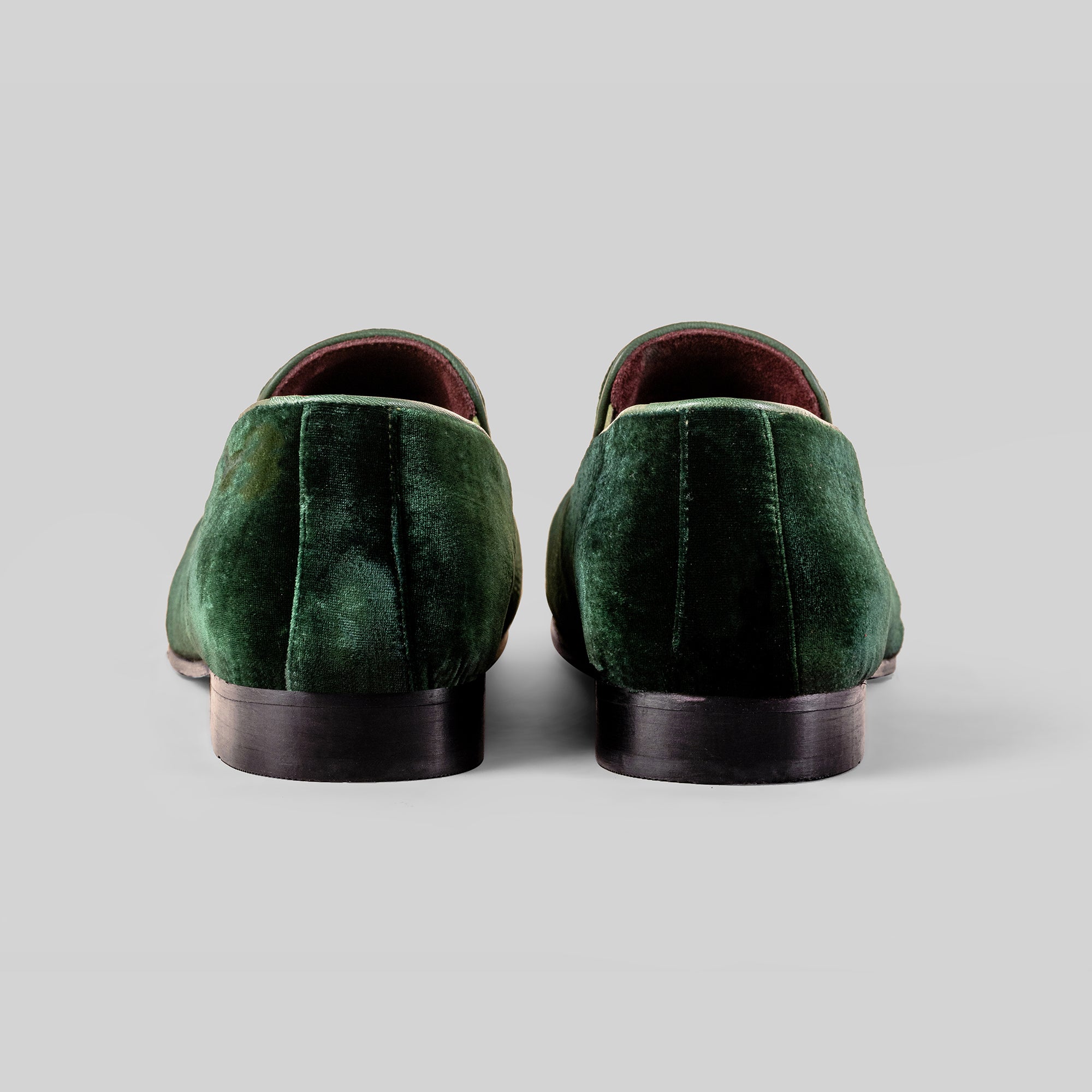 Emerald Velvet Embroidered Loafers