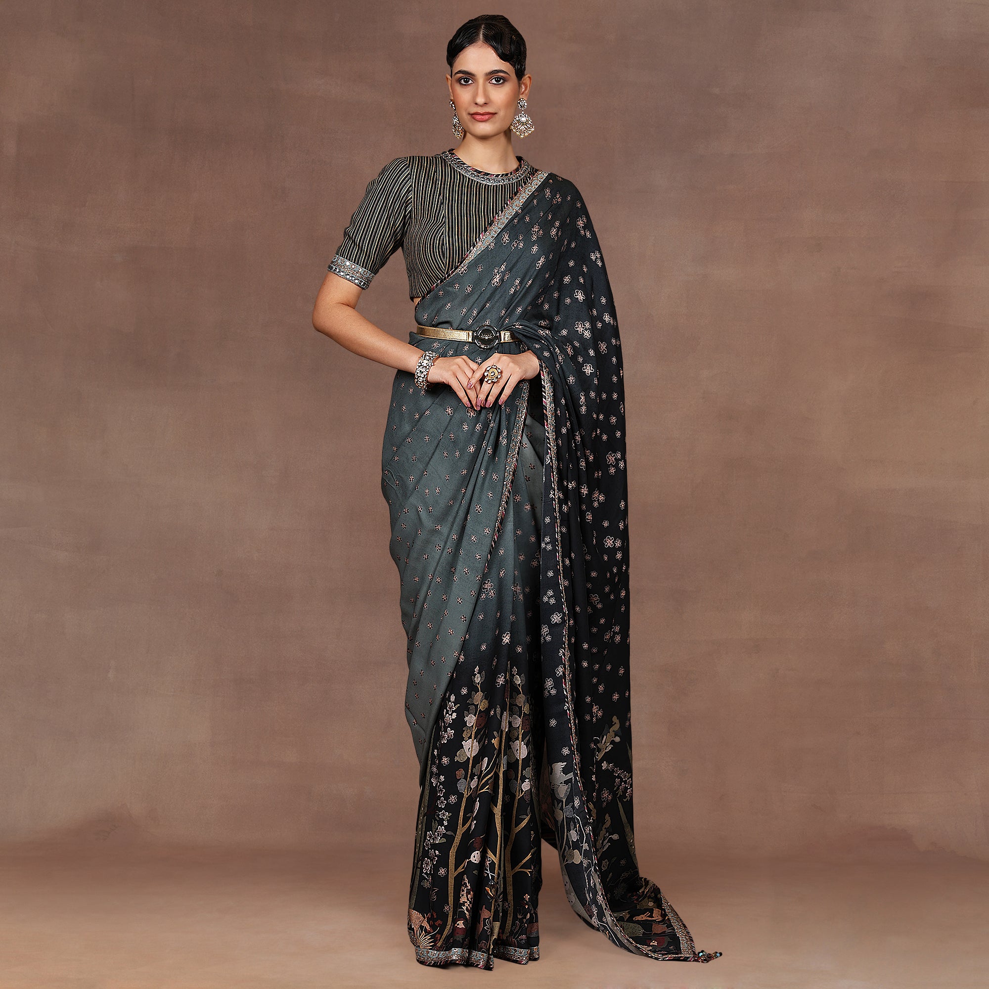 Emerlad Ombre Saree Set | EAST