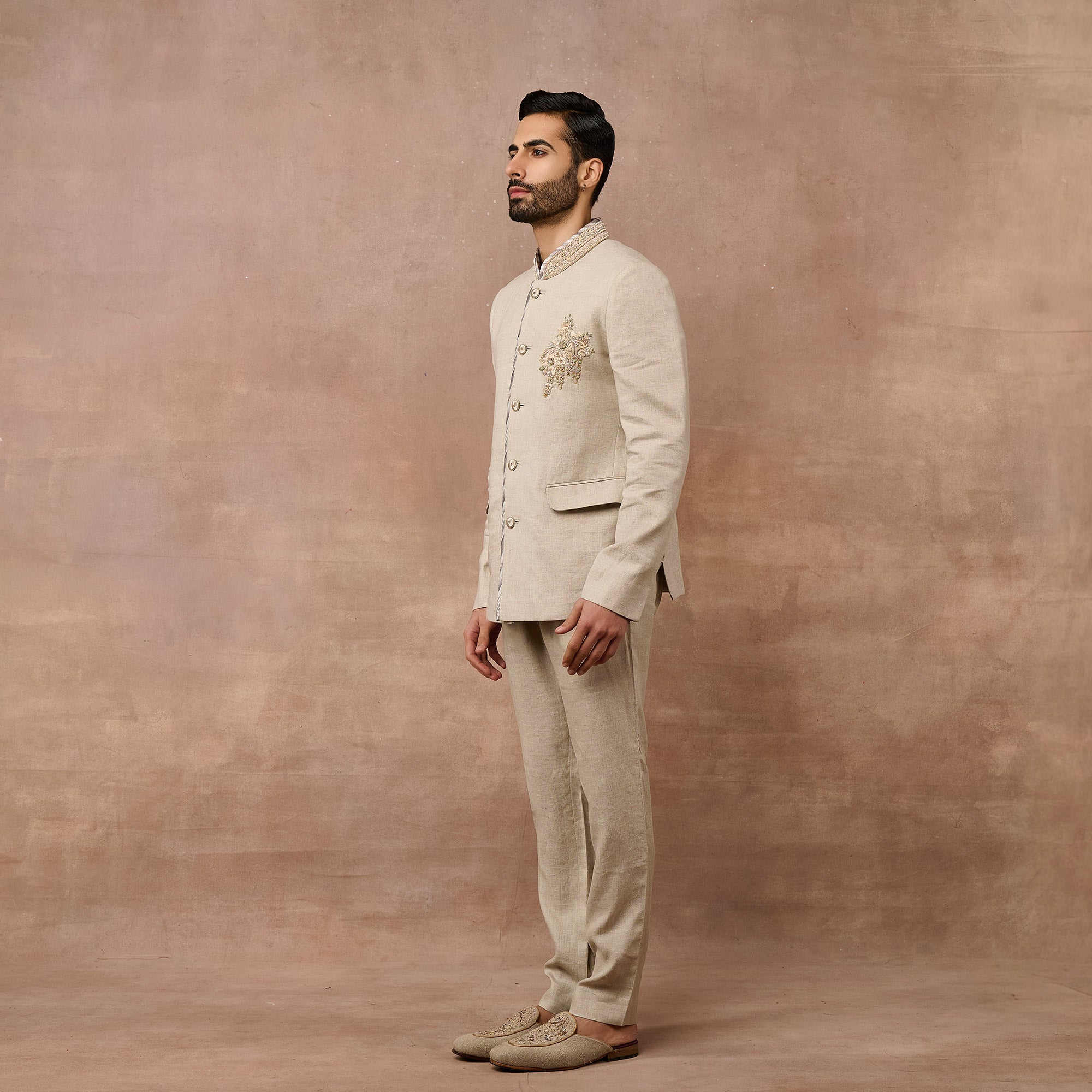 Frost Ivory Bandhgala Set | EAST