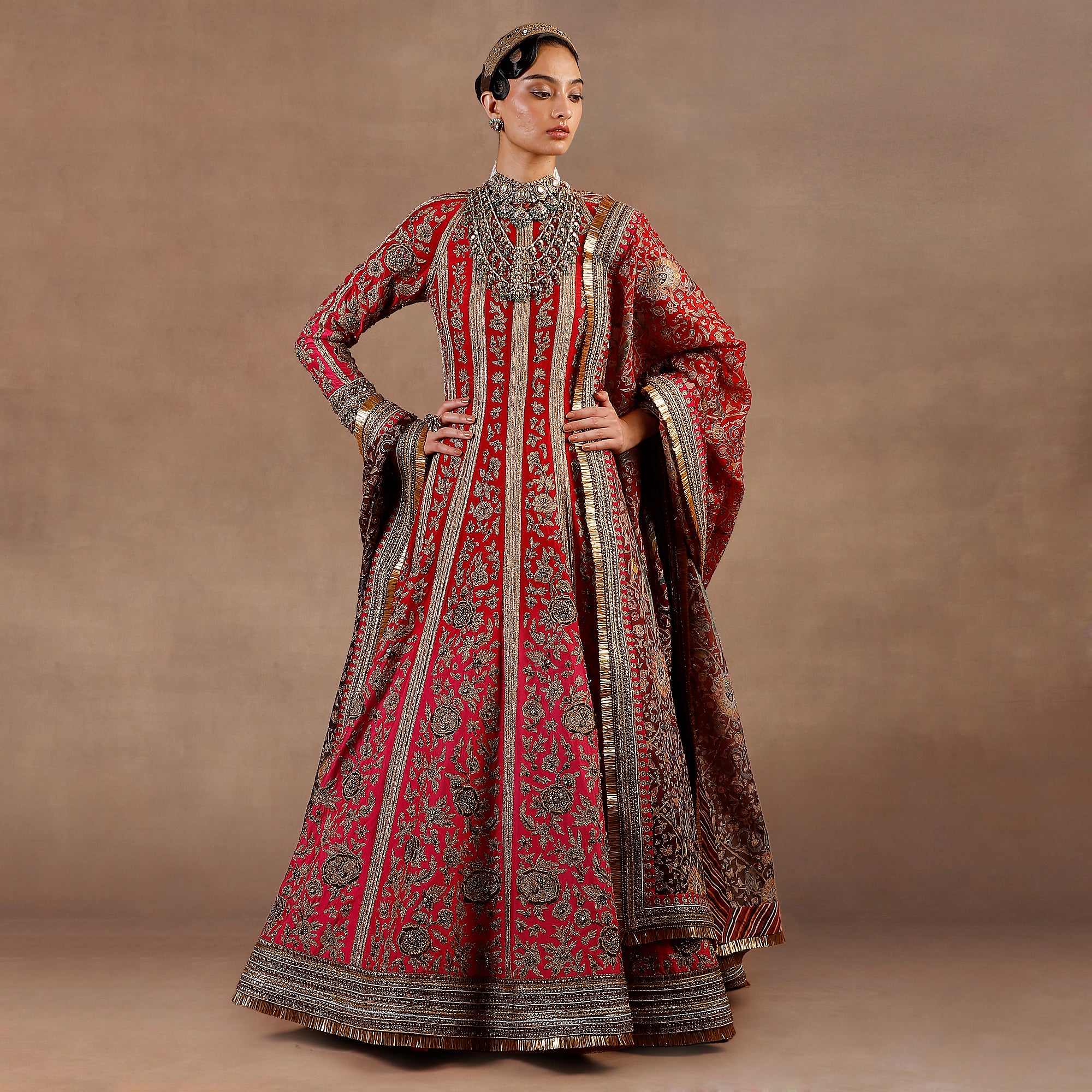 Fuschia Red Ombre Anarkali Set | EAST