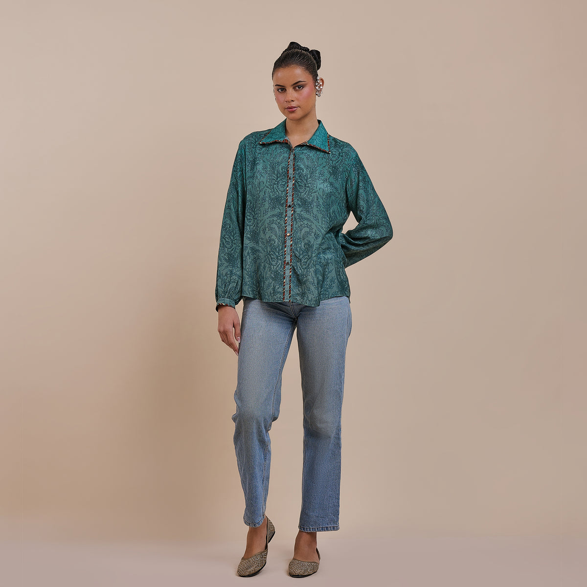 irish green dress shirt Traditional Women's Irish Grandad Shirt