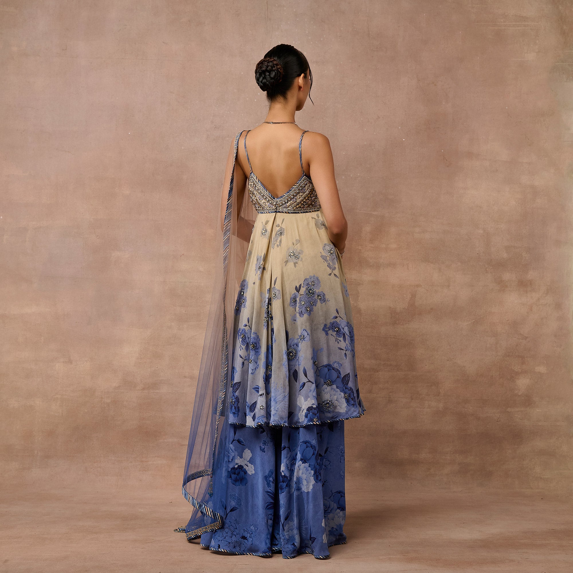 Ivory - Blue Ombre Sharara Set | EAST