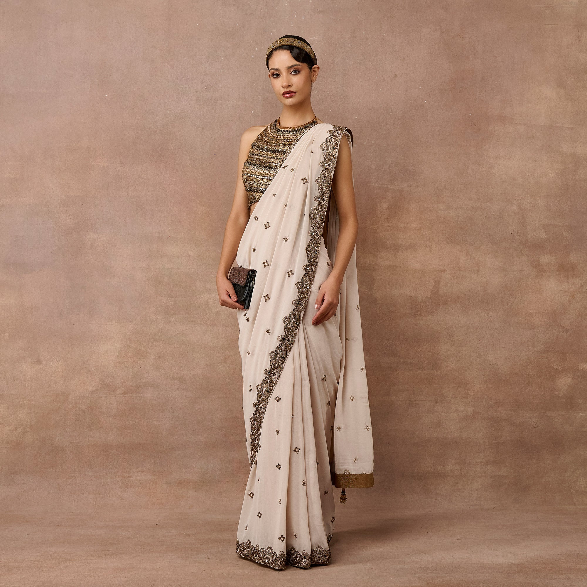 Ivory - Gold Saree Set | EAST