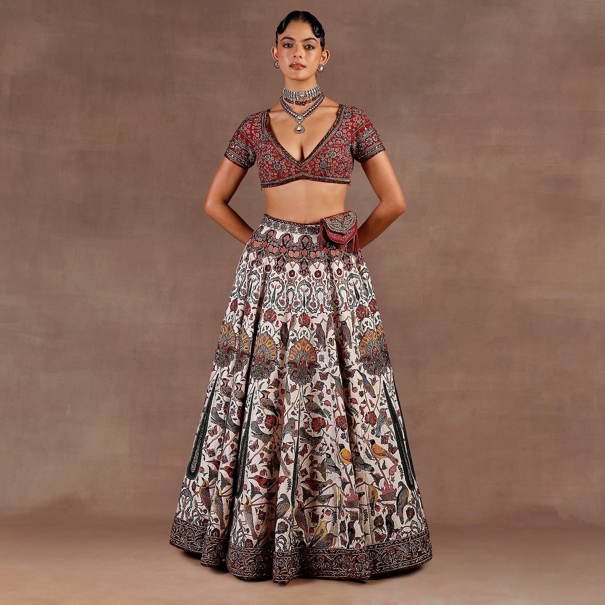 Ivory - Red Lehenga Set | EAST