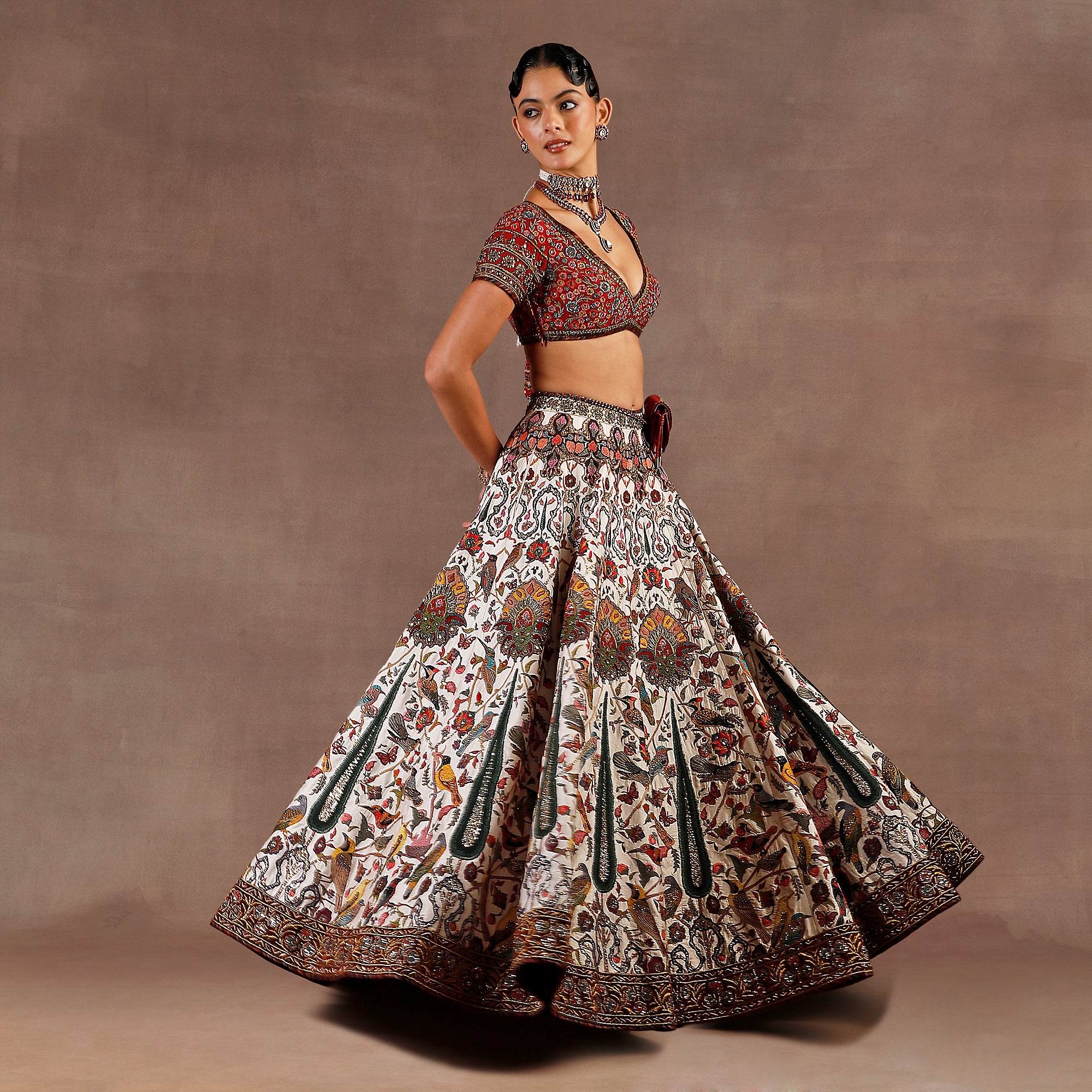 Ivory - Red Lehenga Set | EAST
