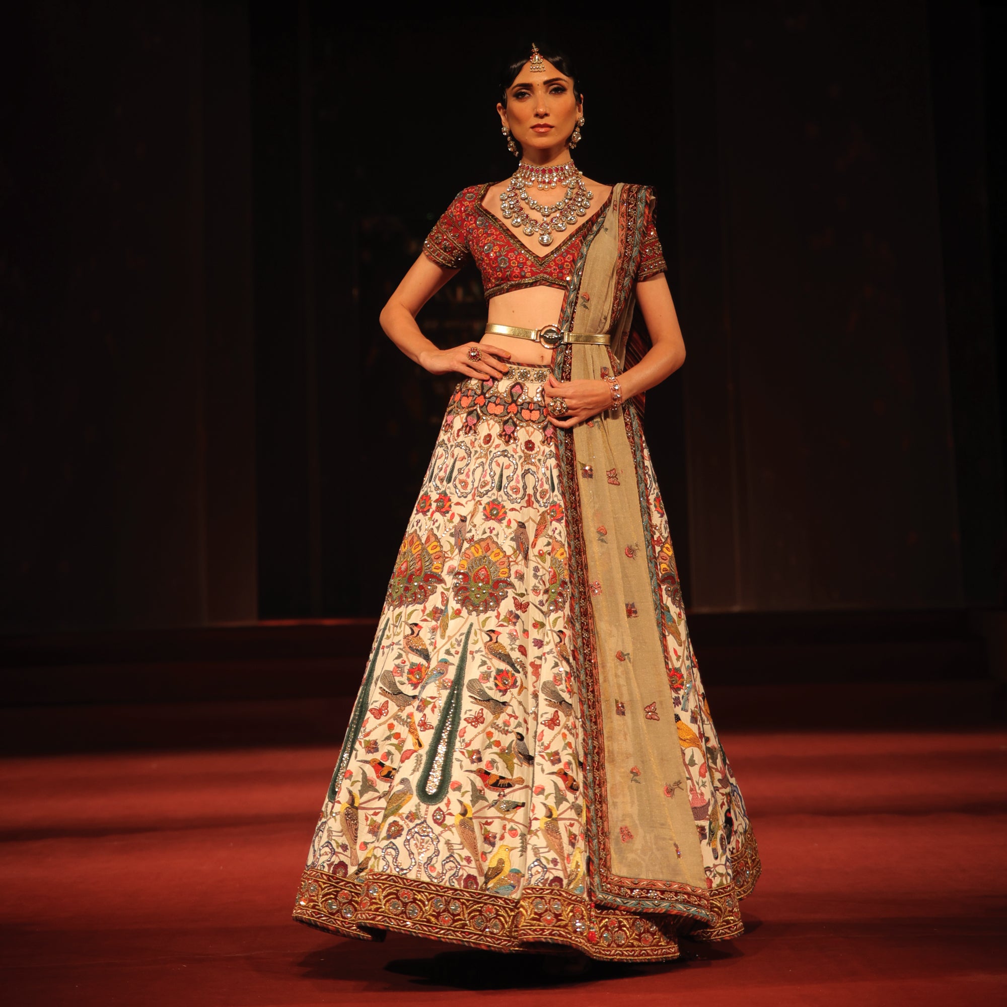 Ivory - Red Lehenga Set | EAST