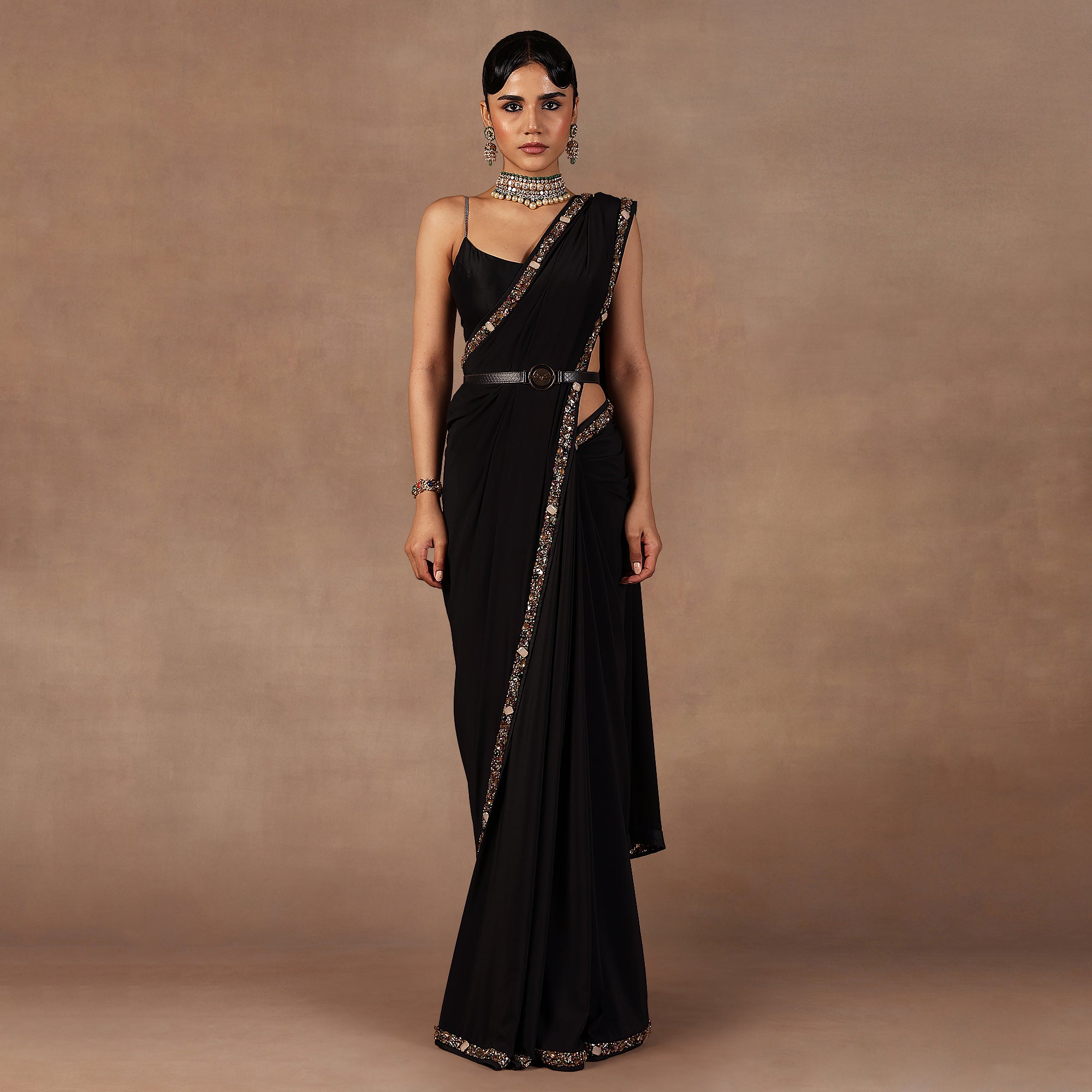 Jewelled Black Saree Set | EAST