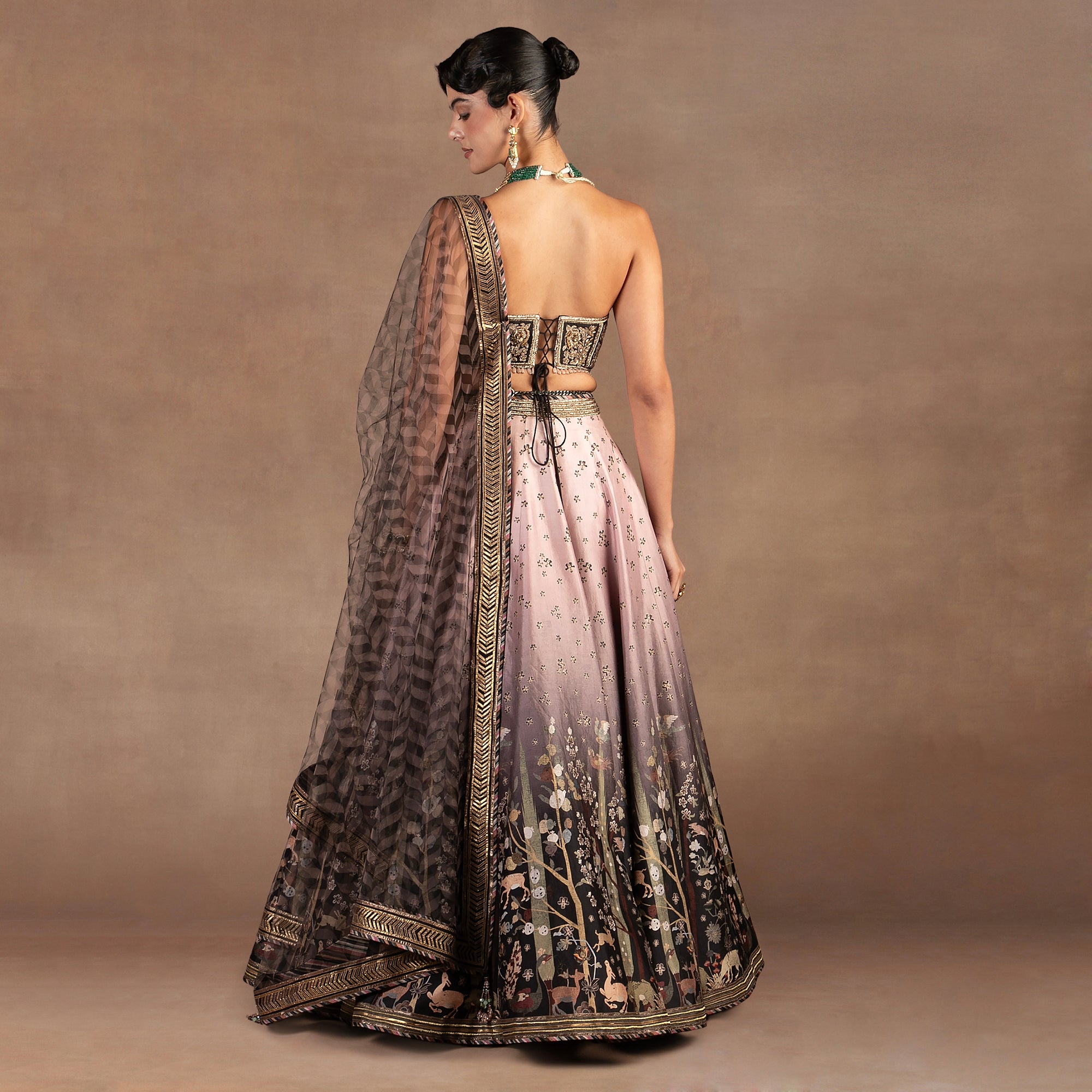 Mauve Pink - Black Ombre Lehenga Set | EAST