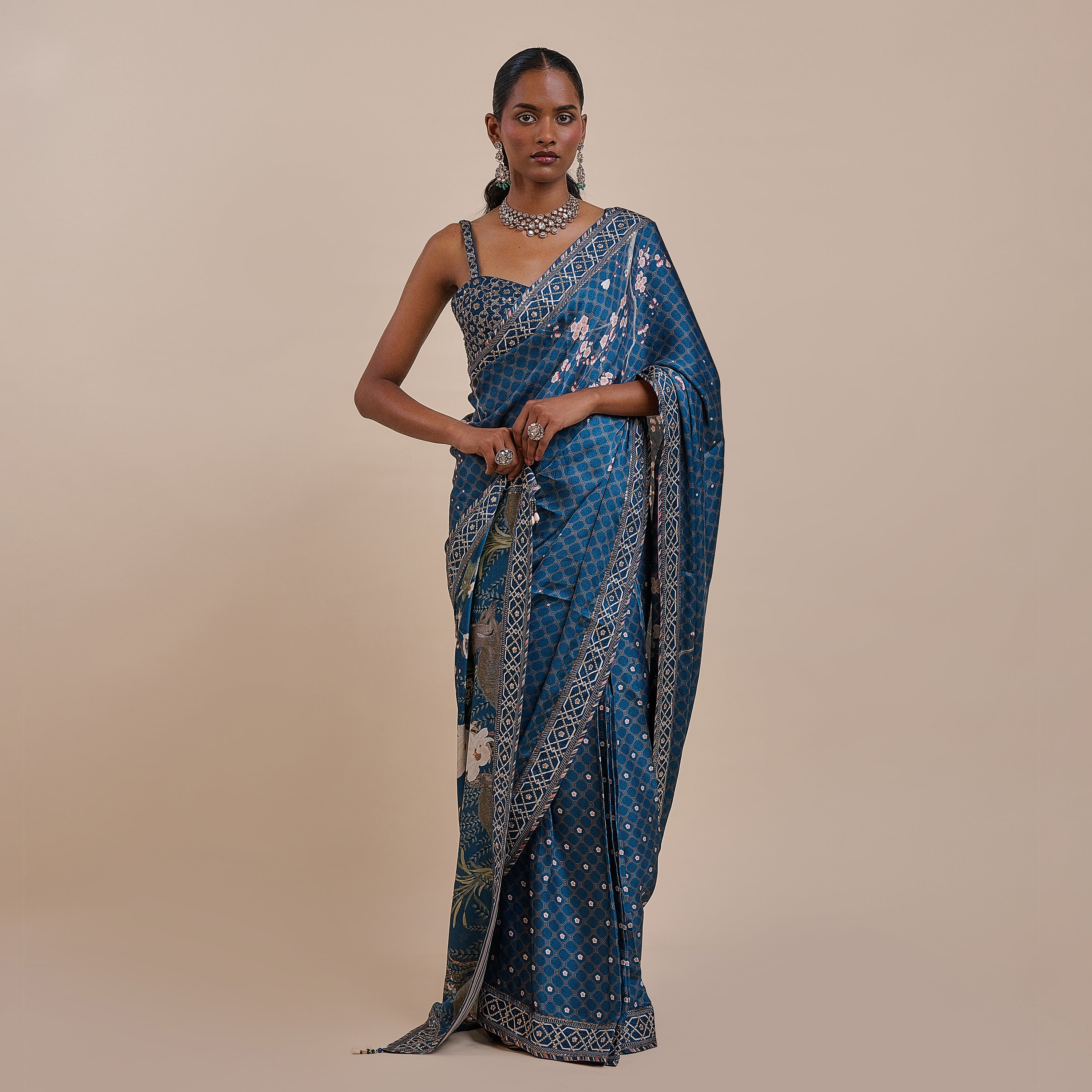 Midnight Blue Saree Set | ATTH
