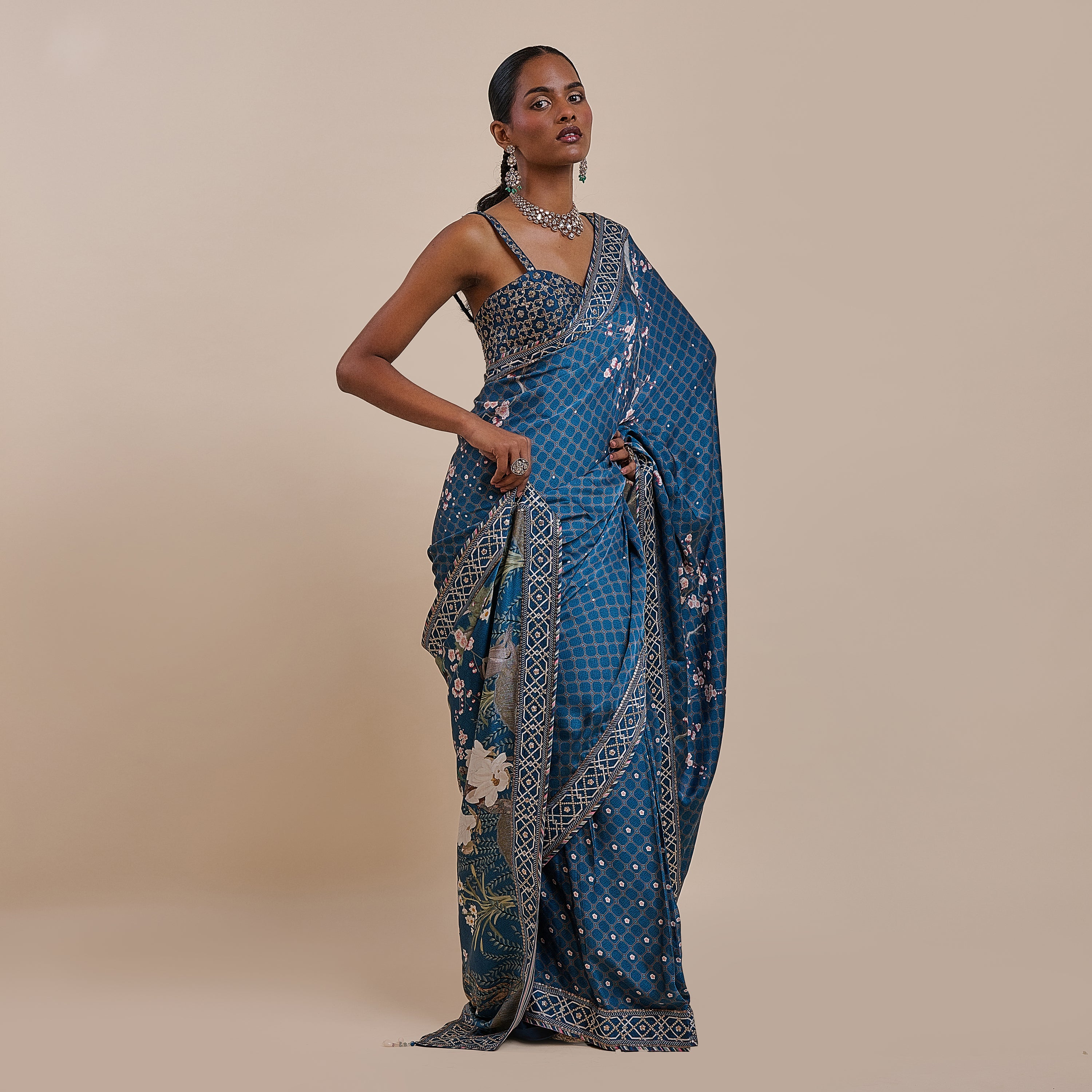 Midnight Blue Saree Set | ATTH