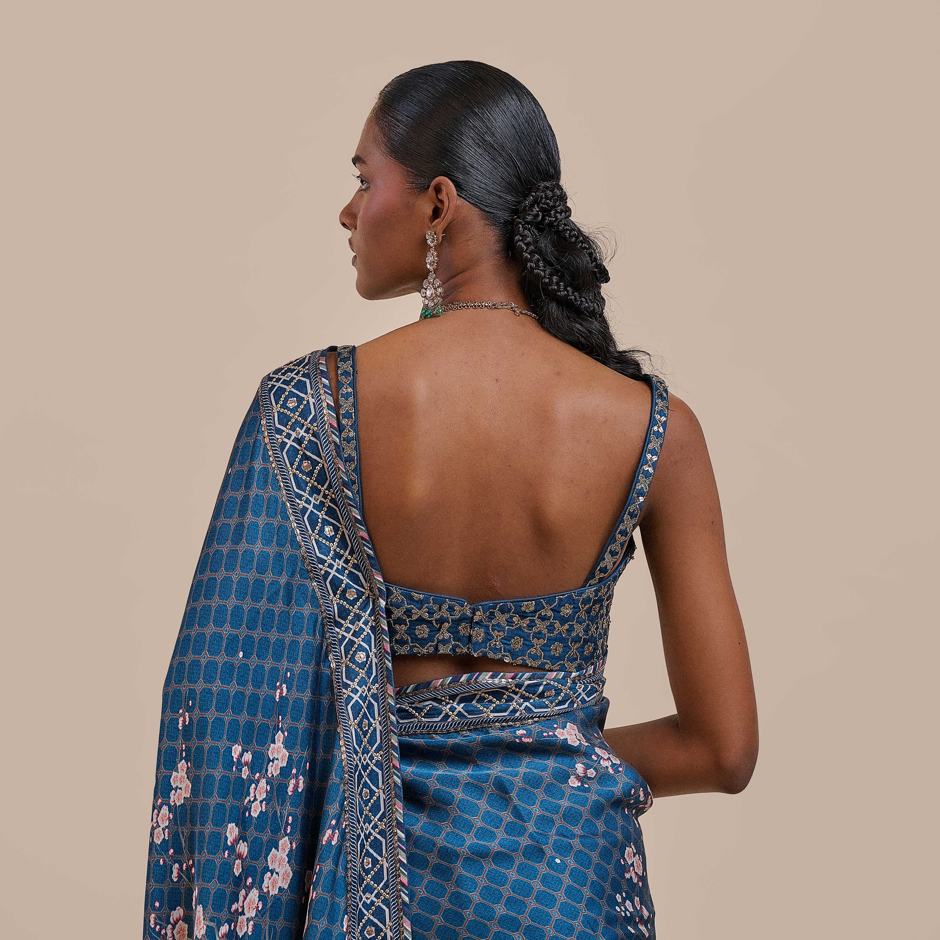 Midnight Blue Saree Set | ATTH