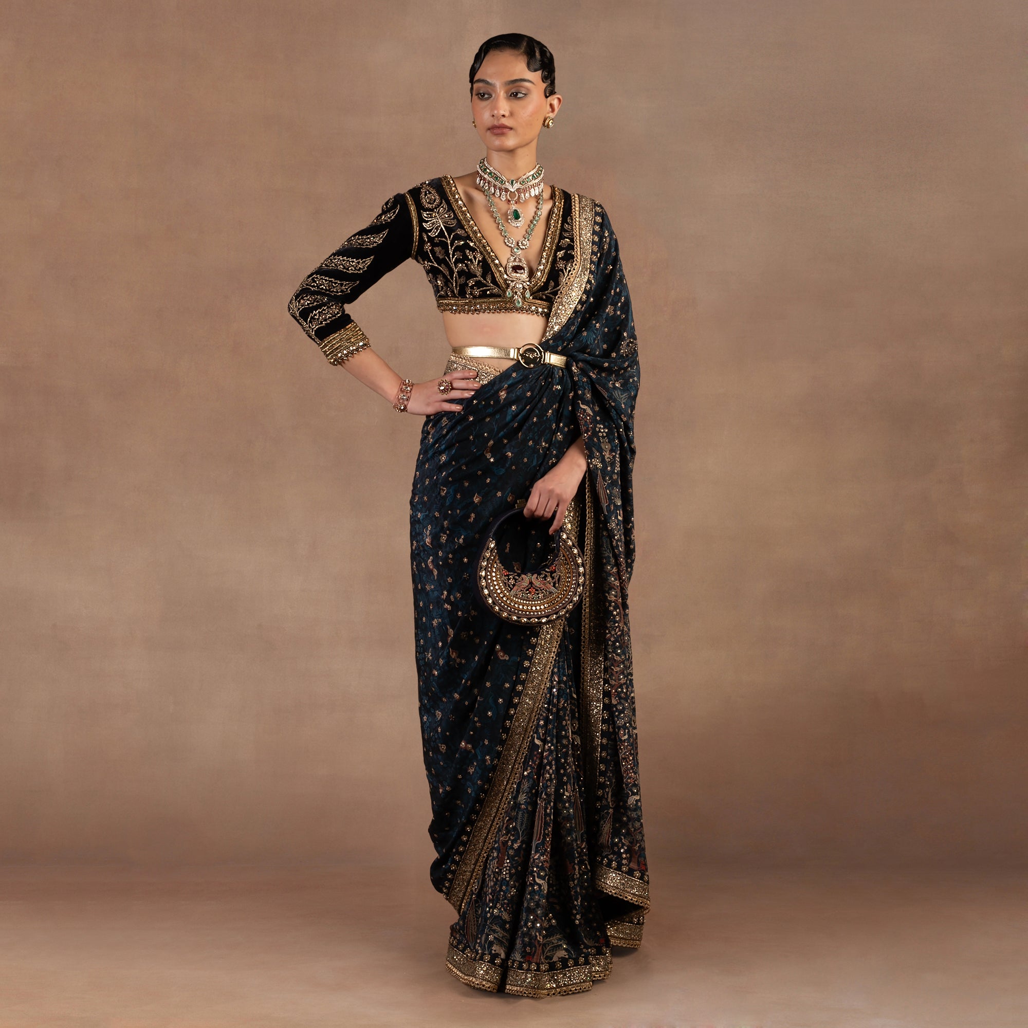 Midnight Blue Saree Set | EAST