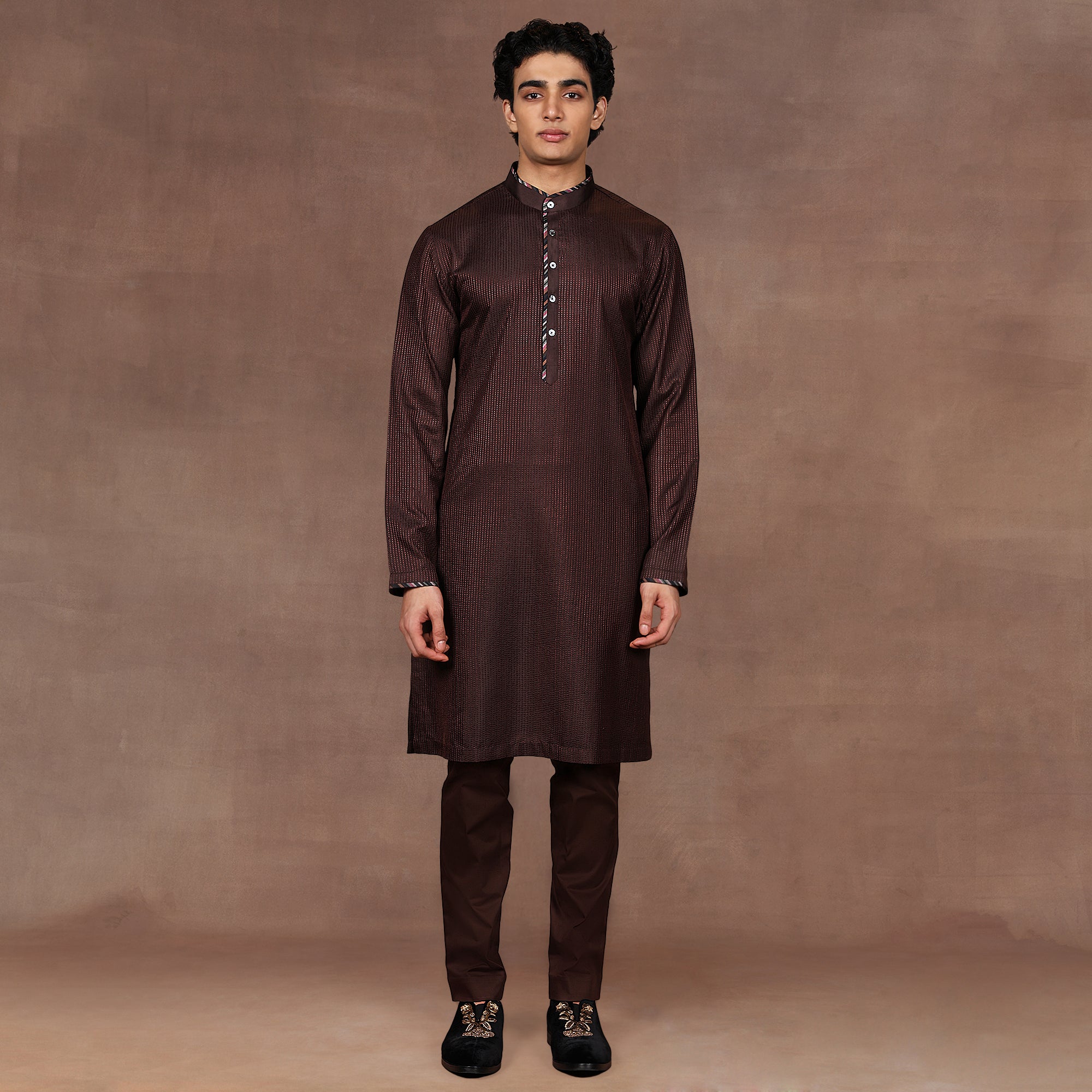 Mocha Brown Bandhgala Set | EAST