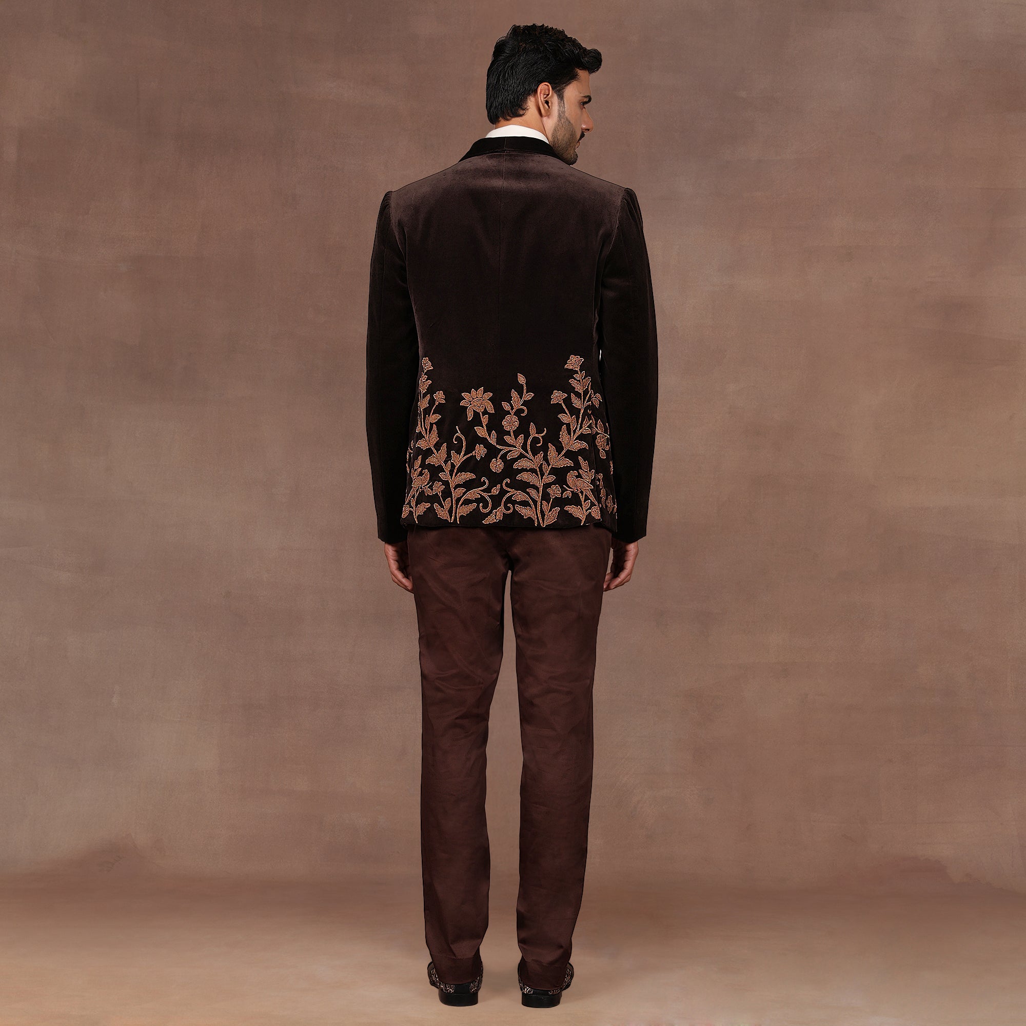 Mocha Brown Velvet Tuxedo | EAST