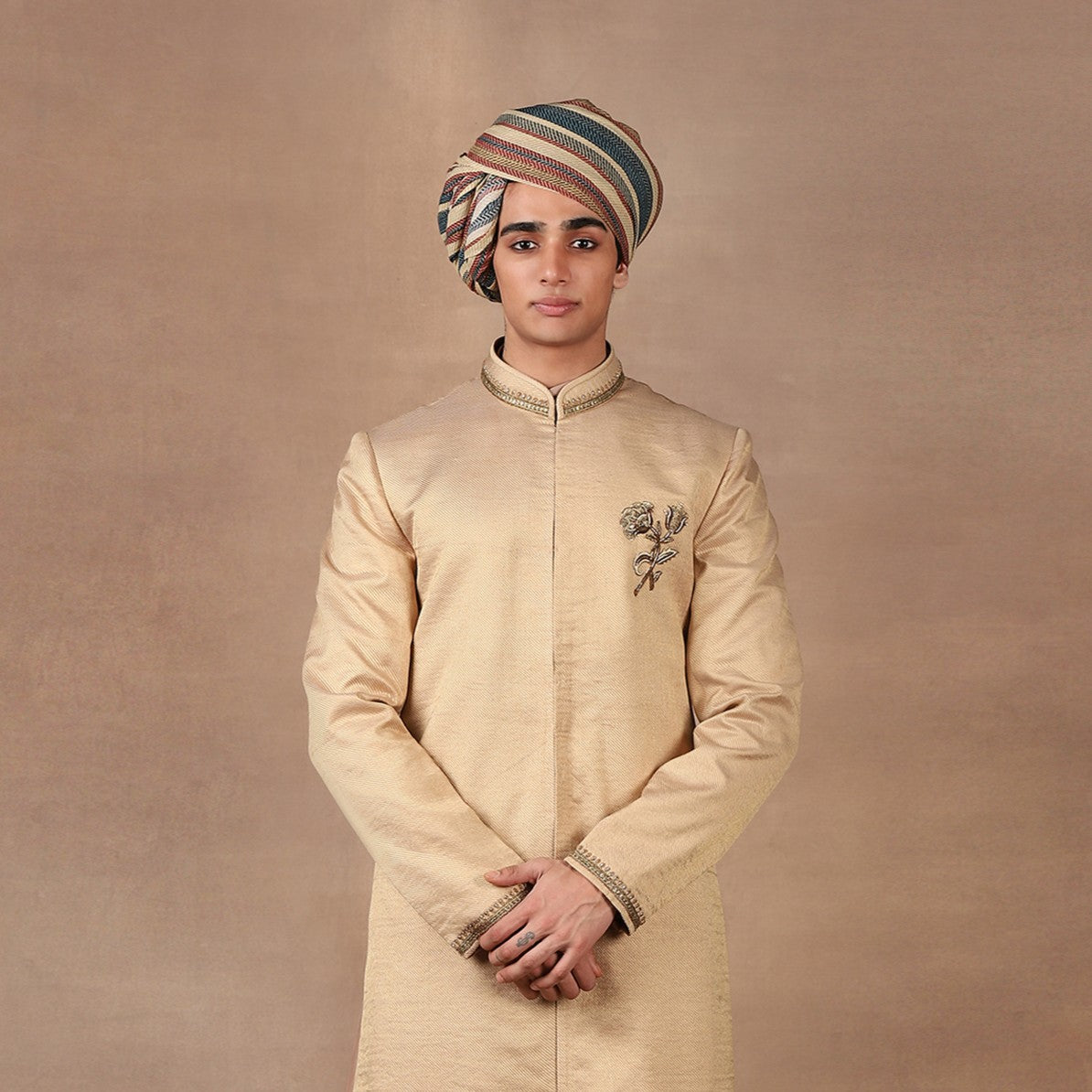 Multi Hued Striped Printed Safa | MURAQQA