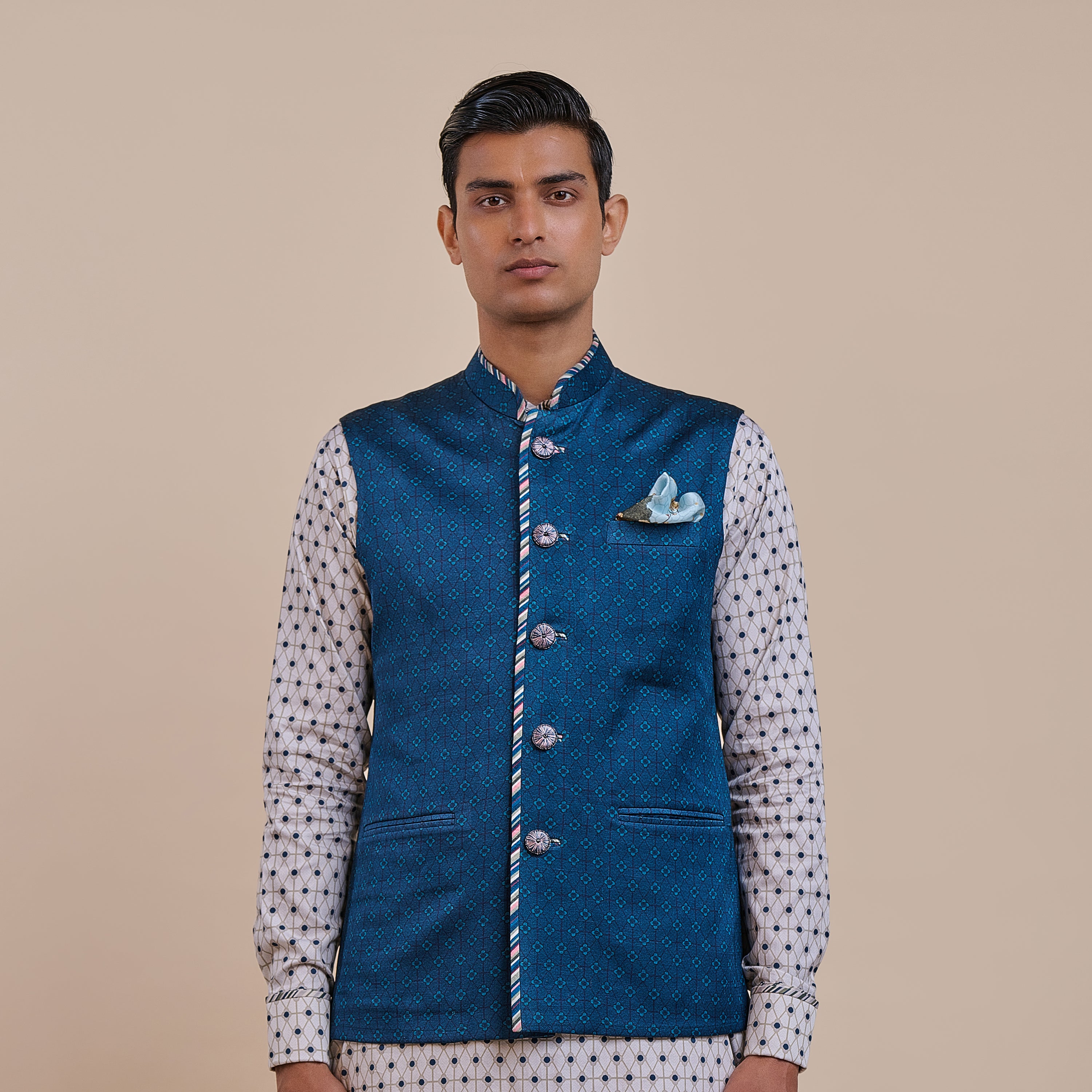Navy Blue Nehru Jacket | ATTH
