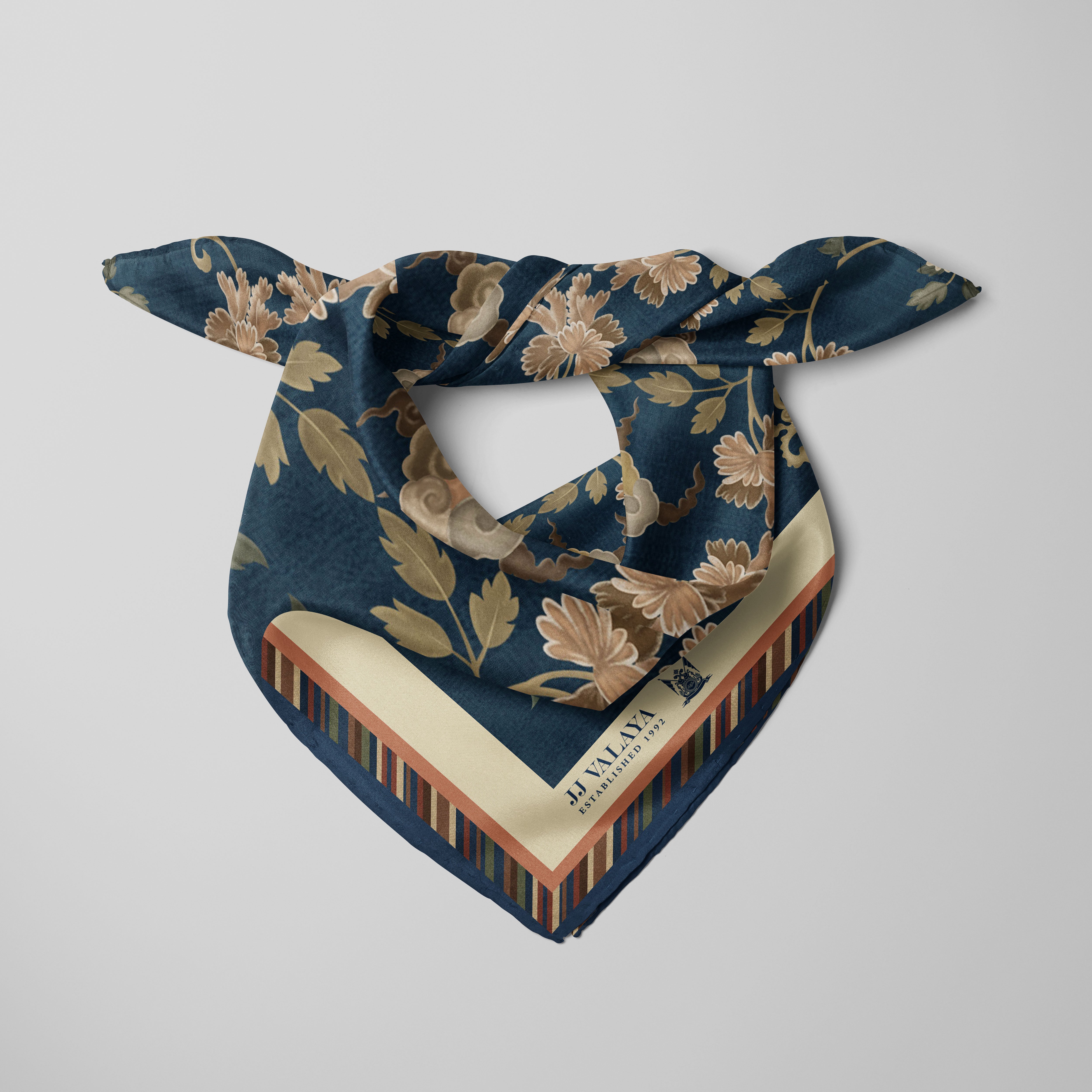 Navy Blue Printed Scarf
