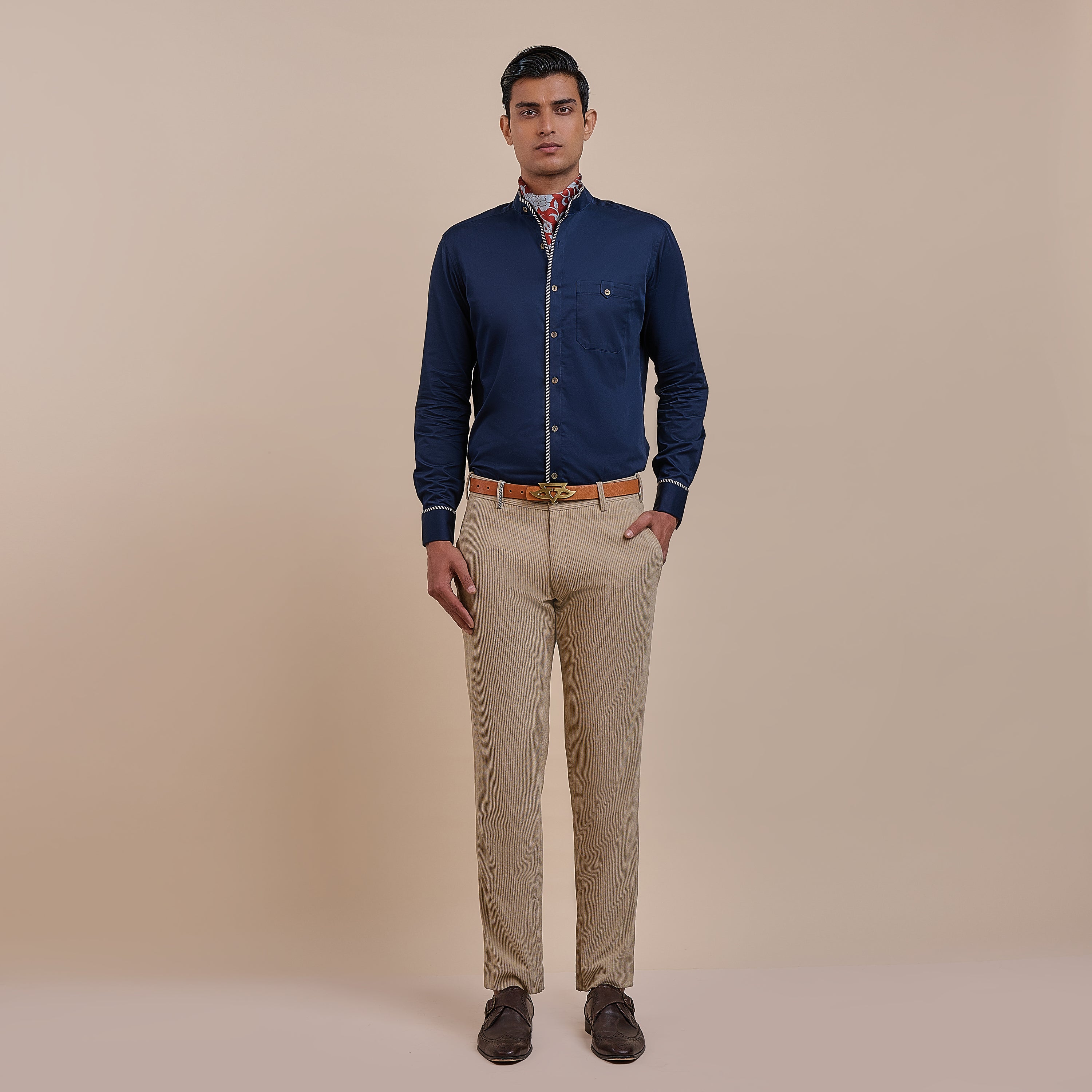 Navy Blue Solid Shirt | ATTH