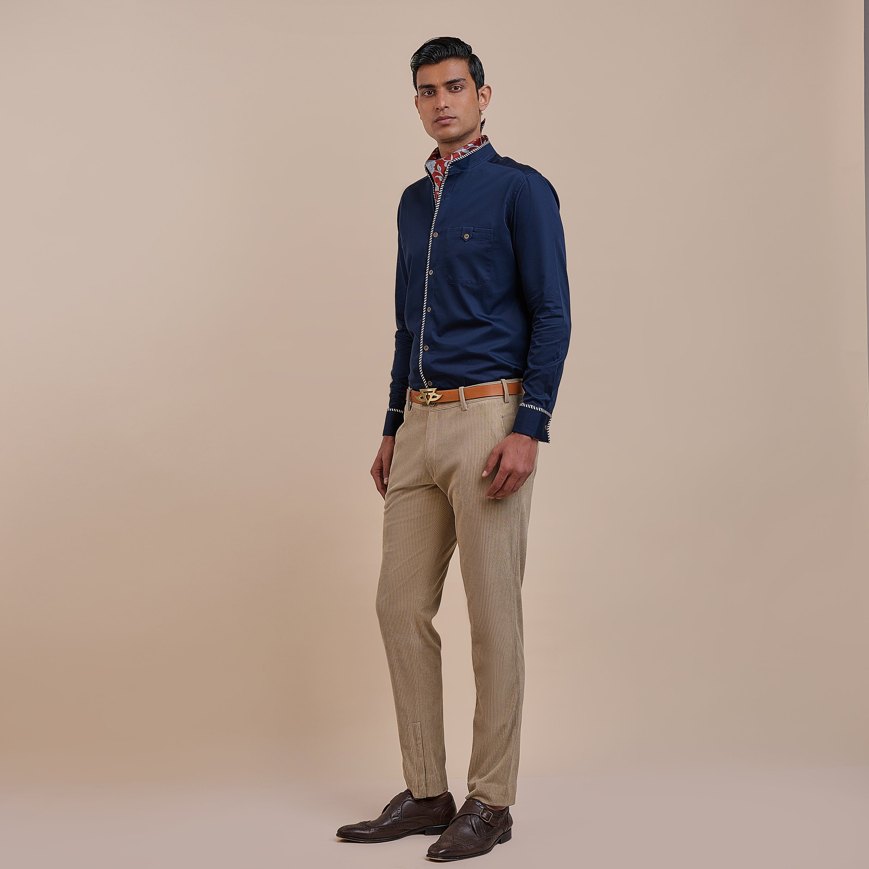 Navy Blue Solid Shirt | ATTH