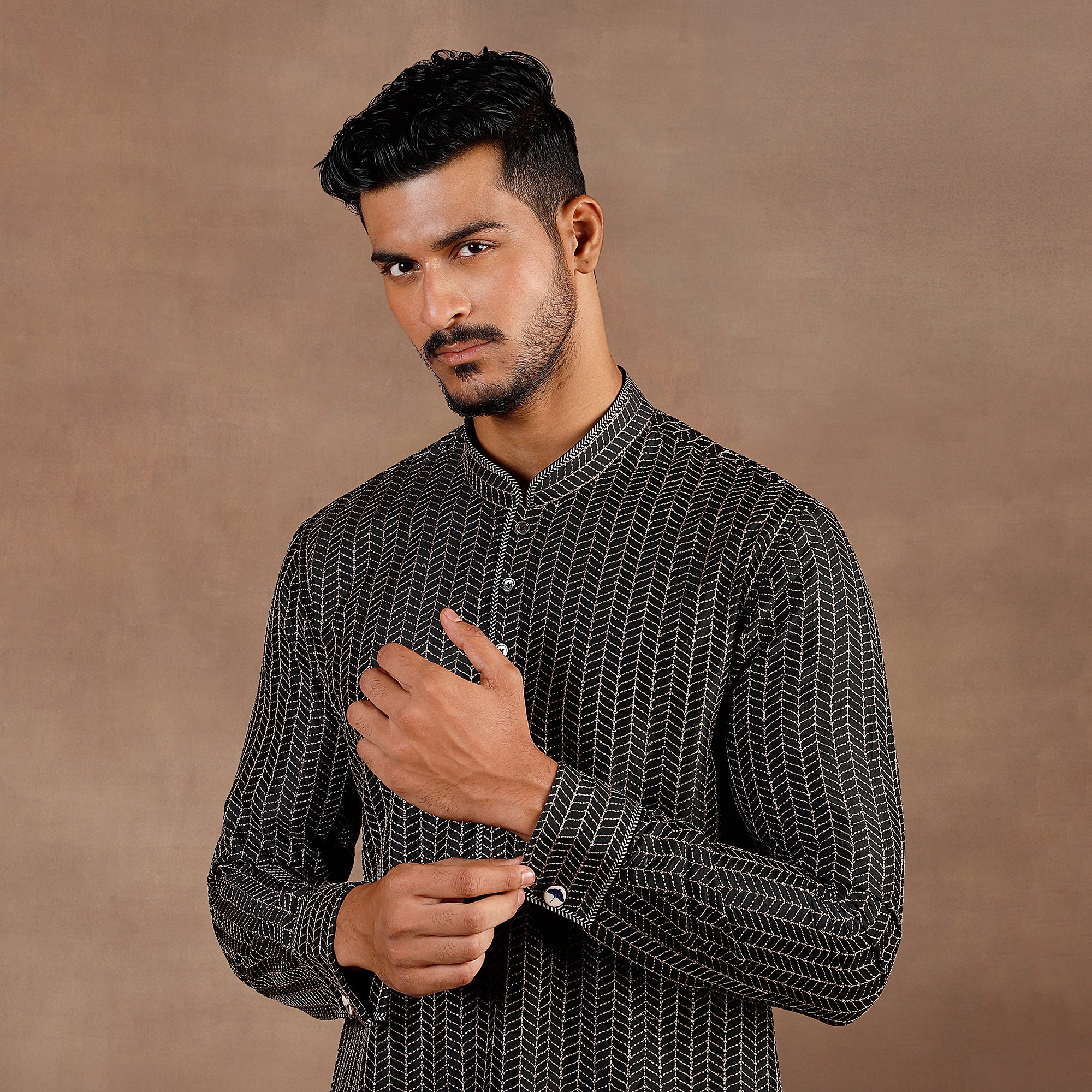 Noir Black Chevron Kurta Set | East