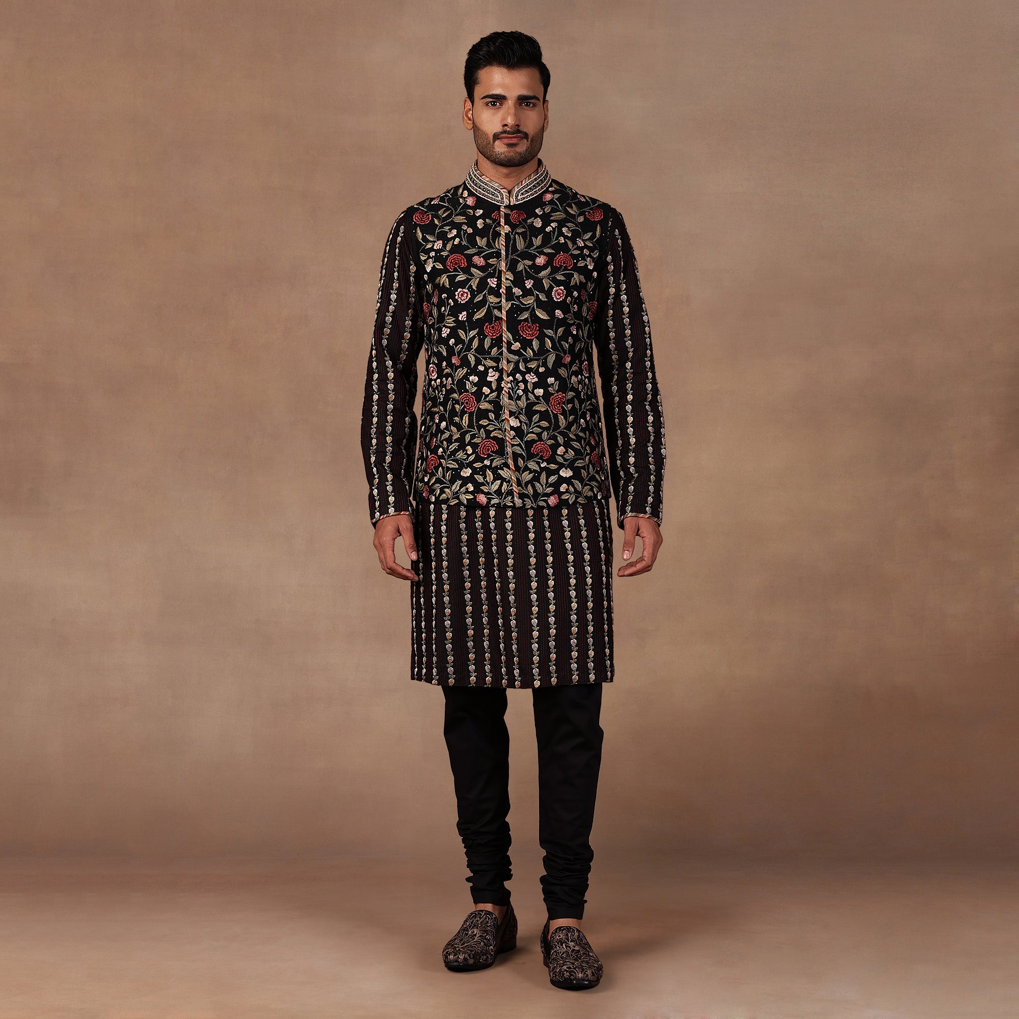 Noir Black Nehru Jacket Set | EAST