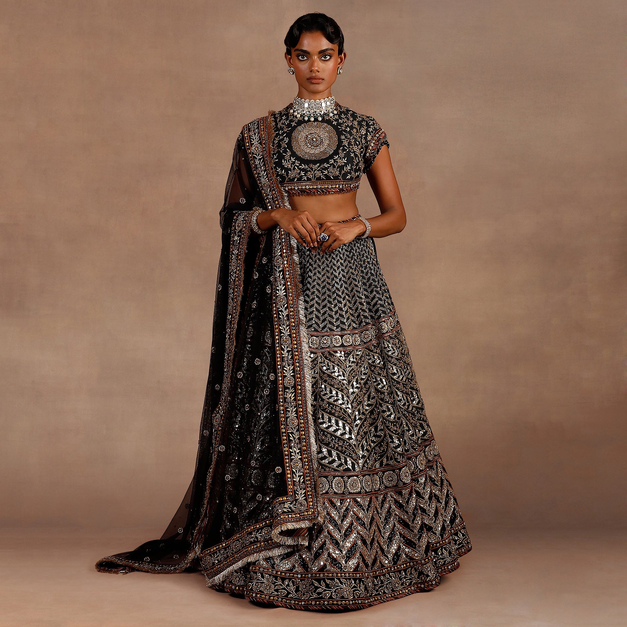 Noir Chevron Lehenga Set | EAST