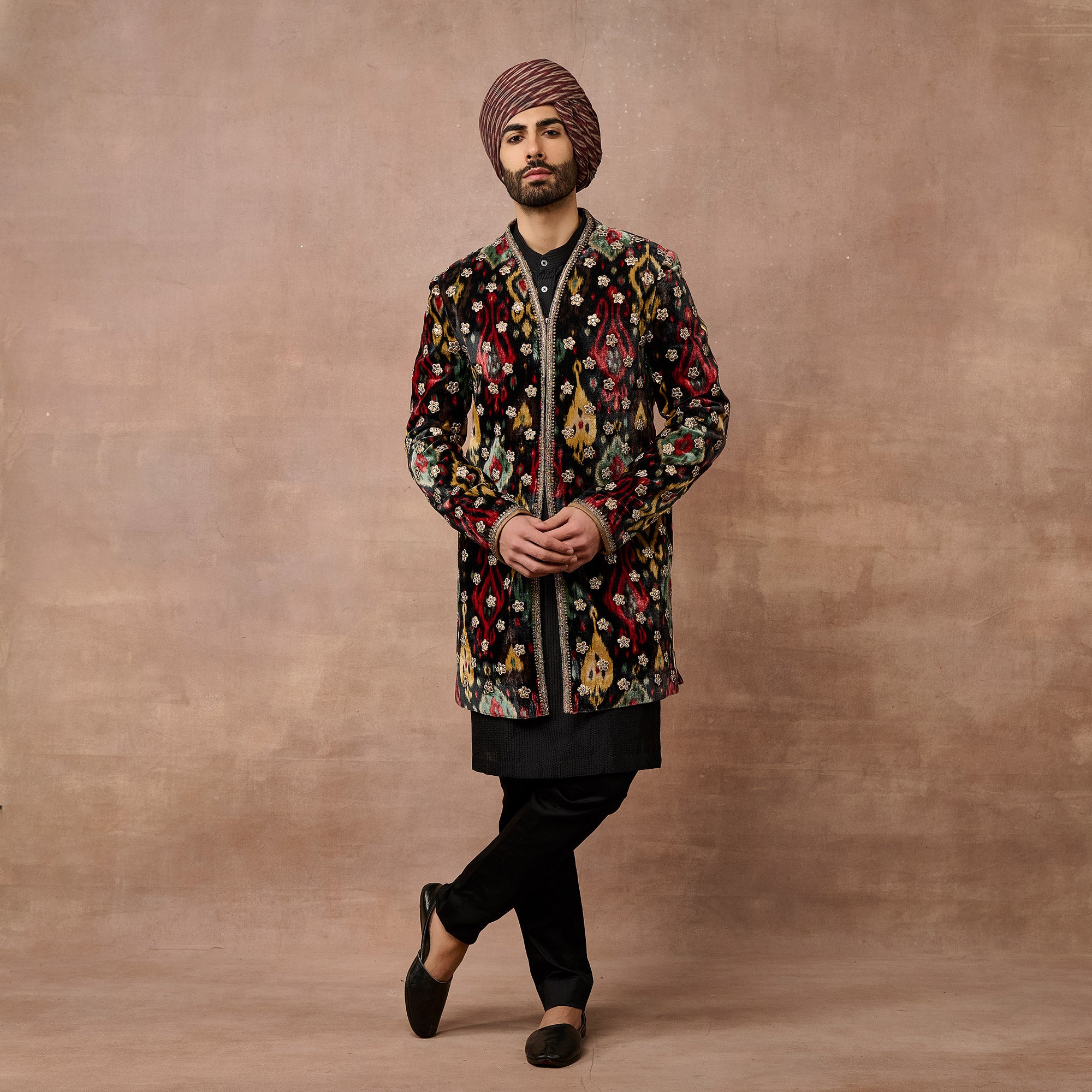 Noir Ikat Sherwani Set | EAST