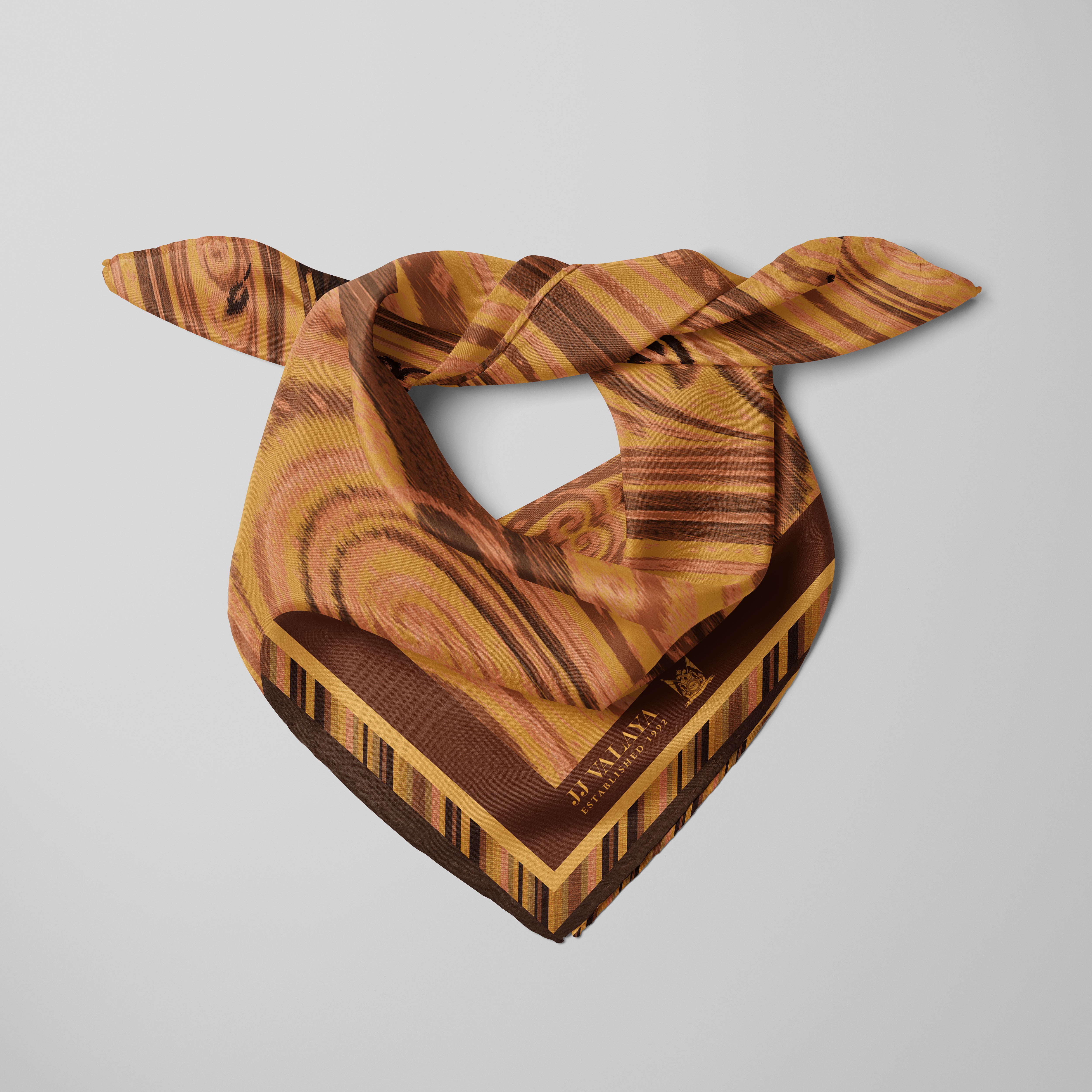 Ochre Mustard Jamawar Printed Scarf