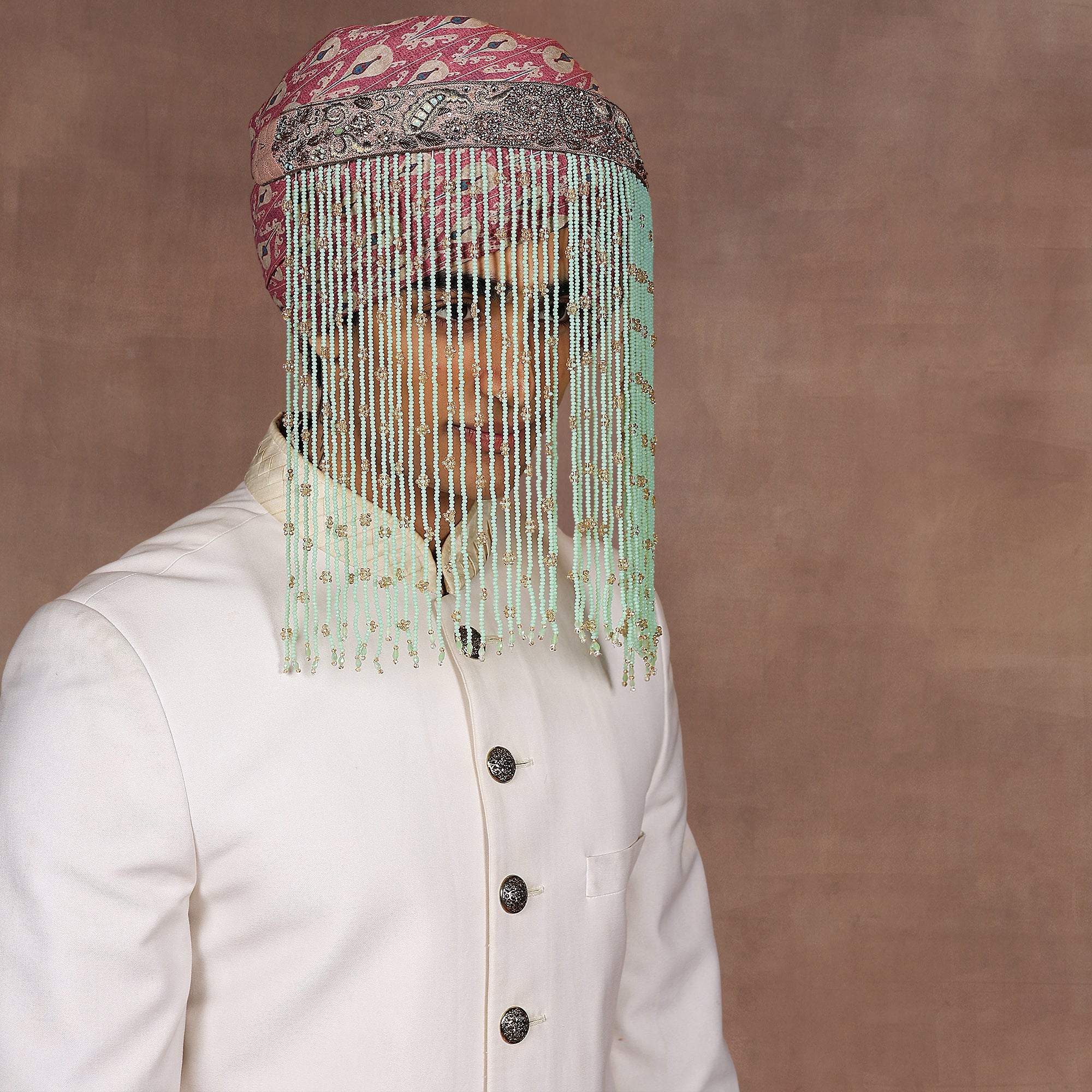 Old Rose - Mint Green Embroidered Sehera