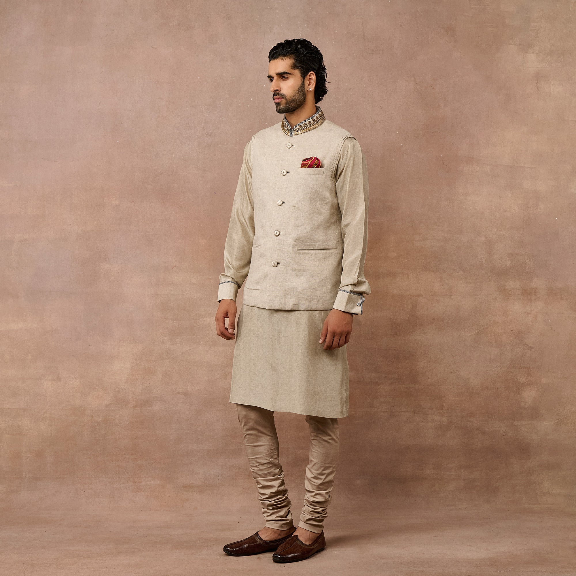 Pearl Grey Nehru Jacket | EAST