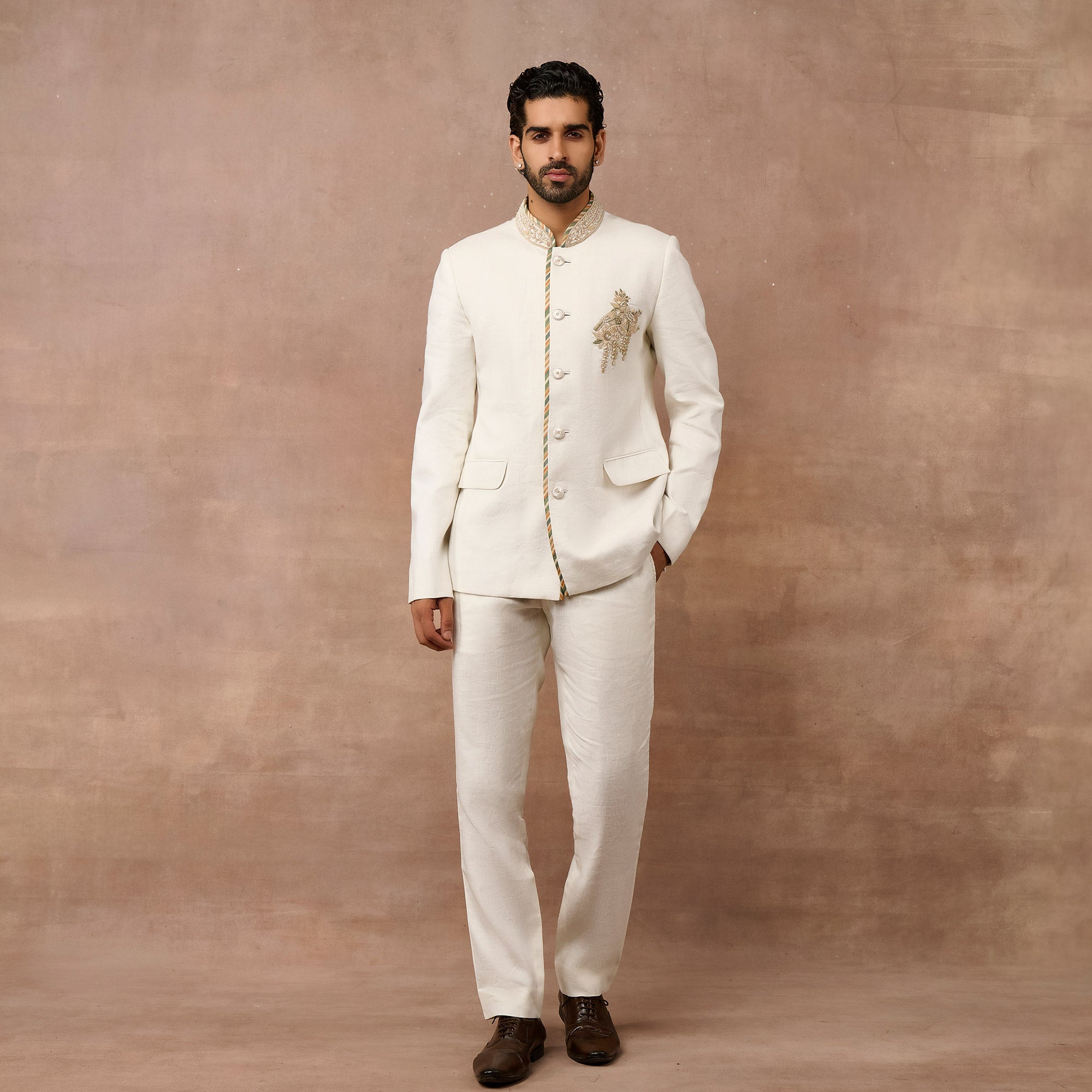Pearl Ivory Bandhgala Set | EAST