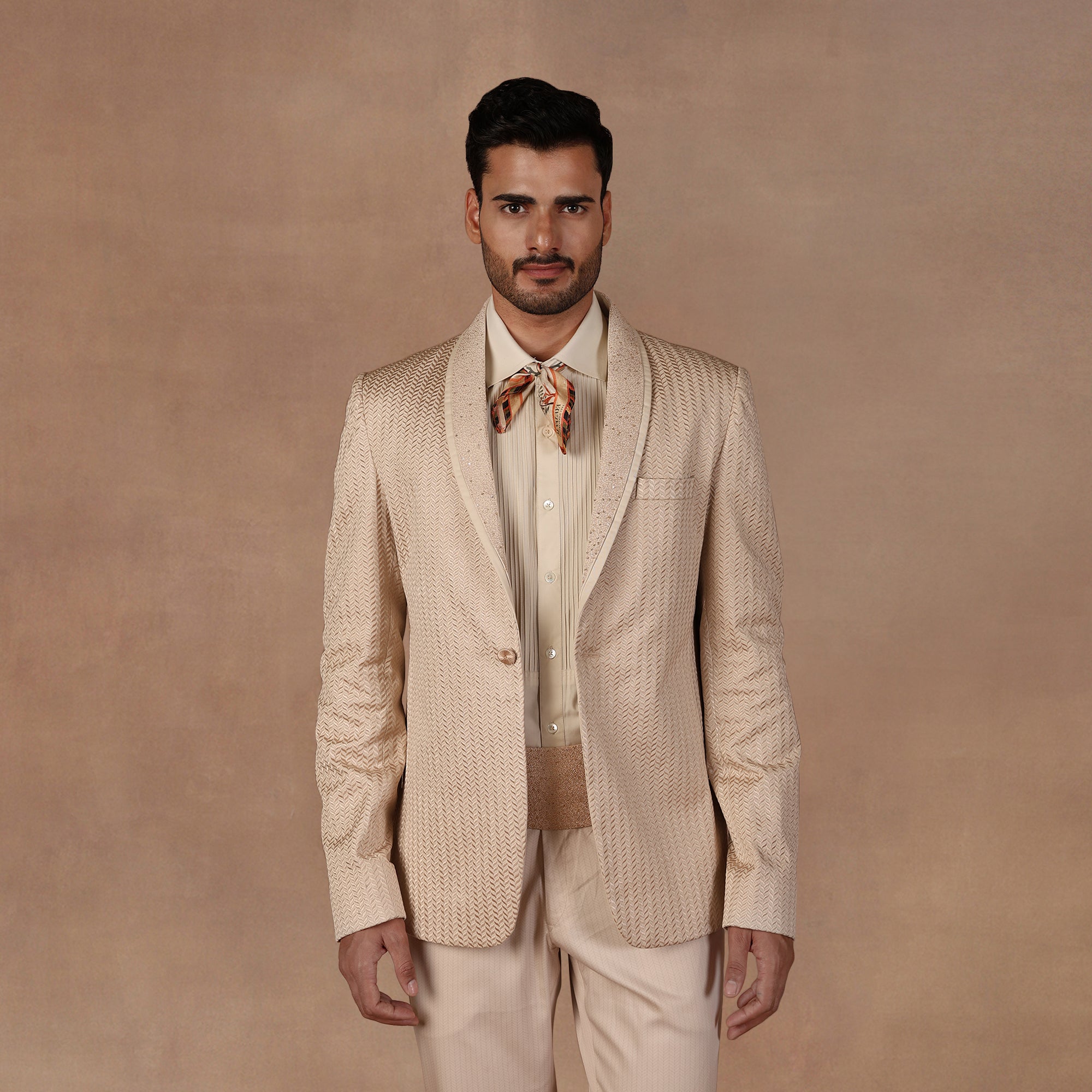 Pearl Ivory Chevron Tuxedo | EAST