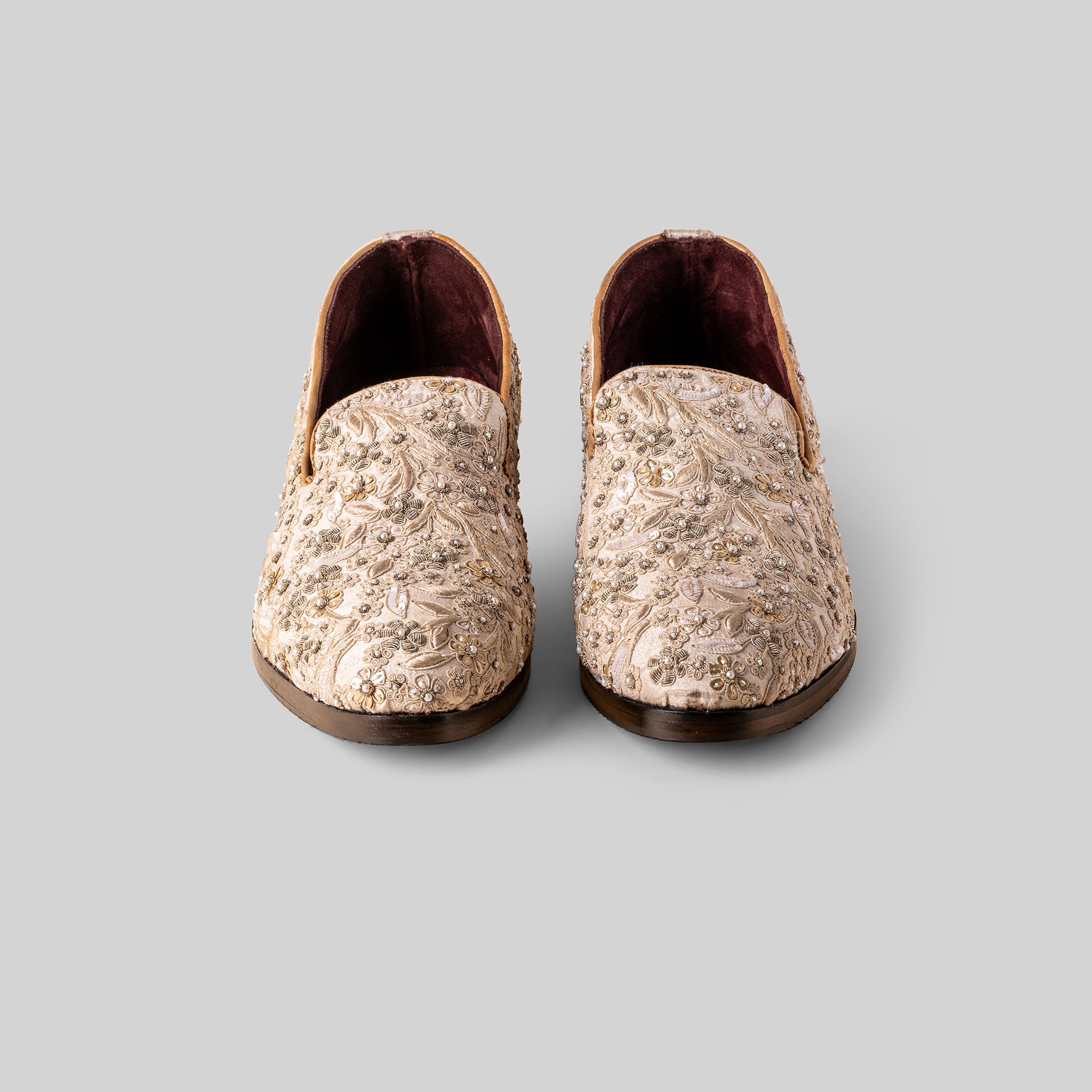 Pearl Ivory Embroidered Loafers